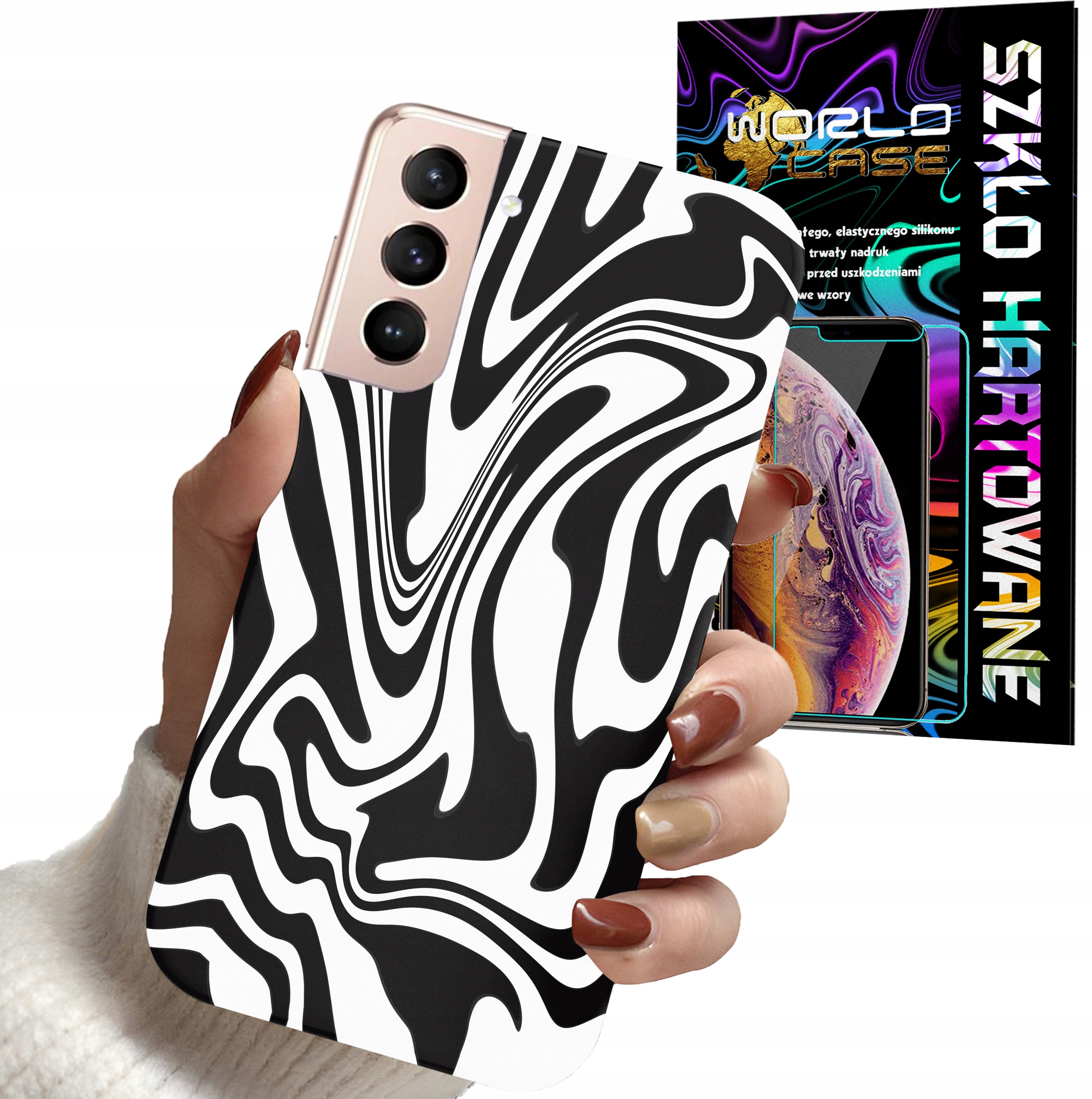 ETUI DO SAMSUNG S22 - ABSTRAKCJA ZEBRA MODNE WZORY DLA KOBIET +SZKŁO