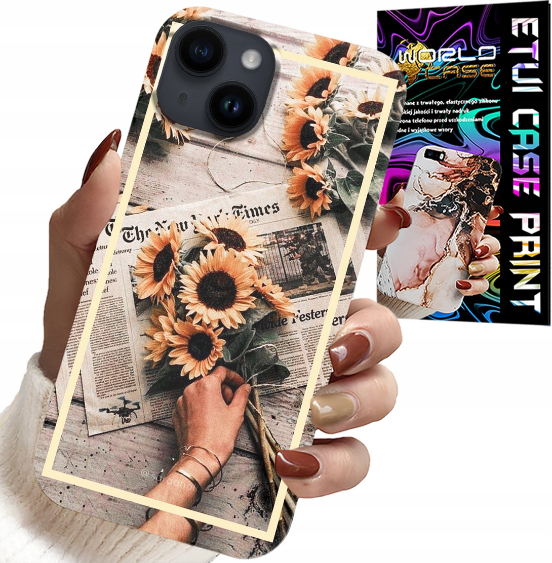 ETUI DO IPHONE 15 PLUS - KWIATISTY WZÓR SŁONECZNIK SŁONECZNIKI