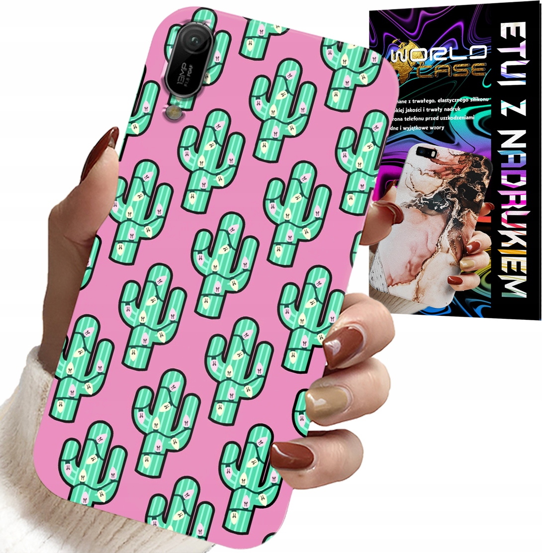 ETUI DO HUAWEI Y6 2019 - KAKTUSY, KAKTUS NA RÓŻOWYM TLE + FOLIA