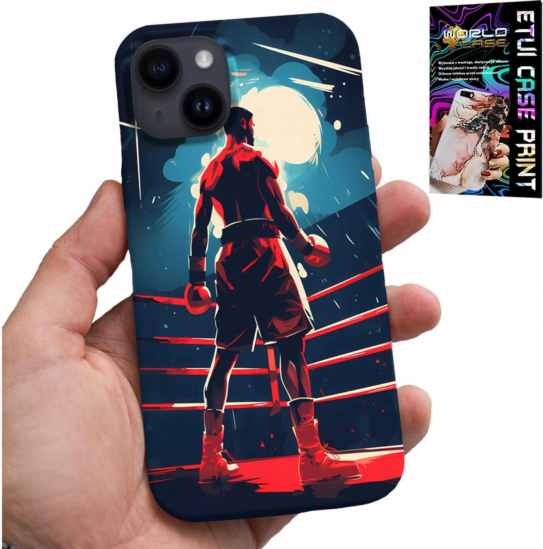 ETUI DO IPHONE 15 - BOKS SPORTY WALKI BOKSERZY WZORY + SZKŁO