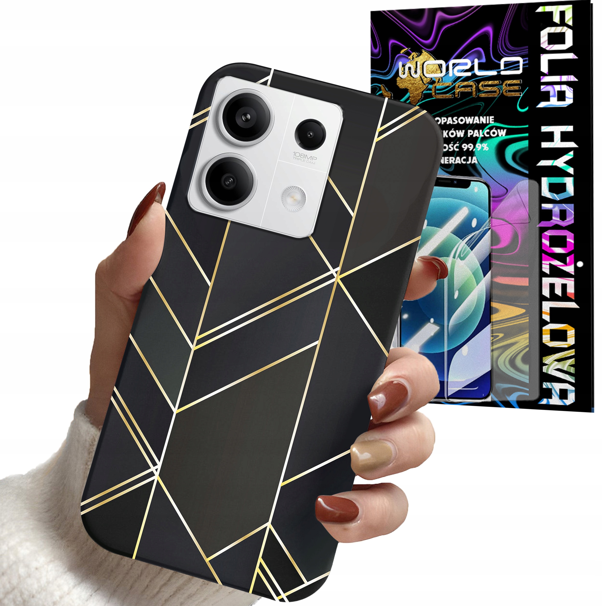 ETUI DO XIAOMI NOTE 13 PRO 5G - MARMUREK GEOMETRYCZNE WZORY KOBIET + FOLIA