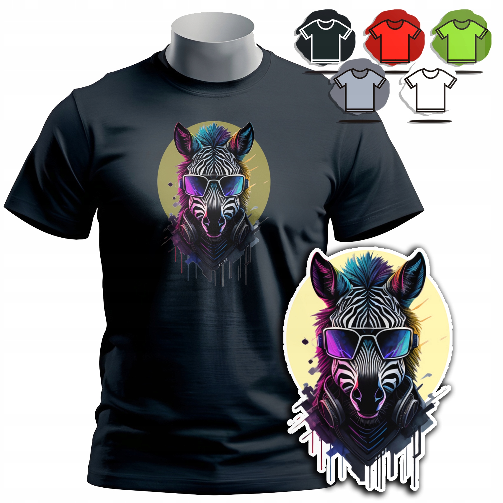 KOSZULKA T-SHIRT MĘSKI WZORY DO WYBORU - ZEBRA SAFARI ZWIERZE KOŃ HORSE - M