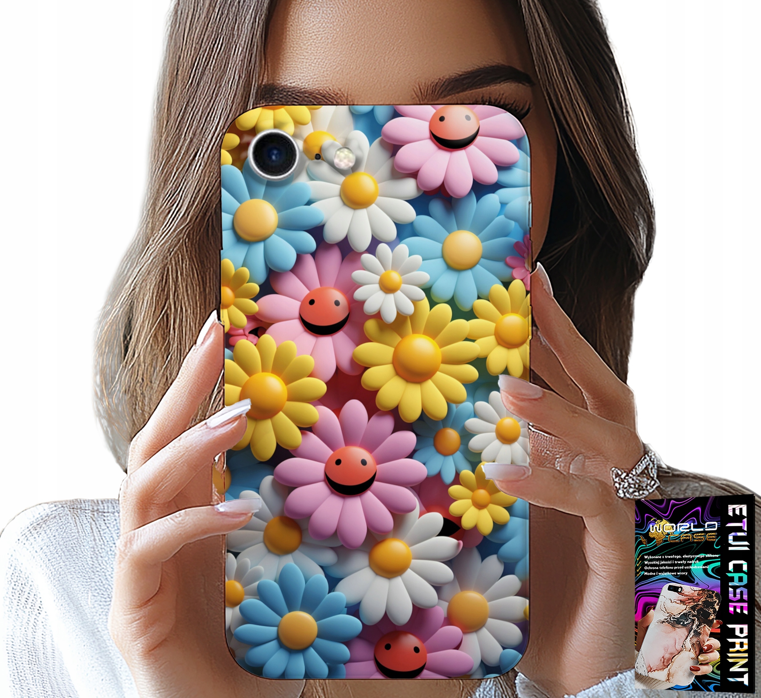 ETUI DO IPHONE SE / SE2 - KOLOROWE KWIATKI, STOKROTKI FUTERAŁ CASE