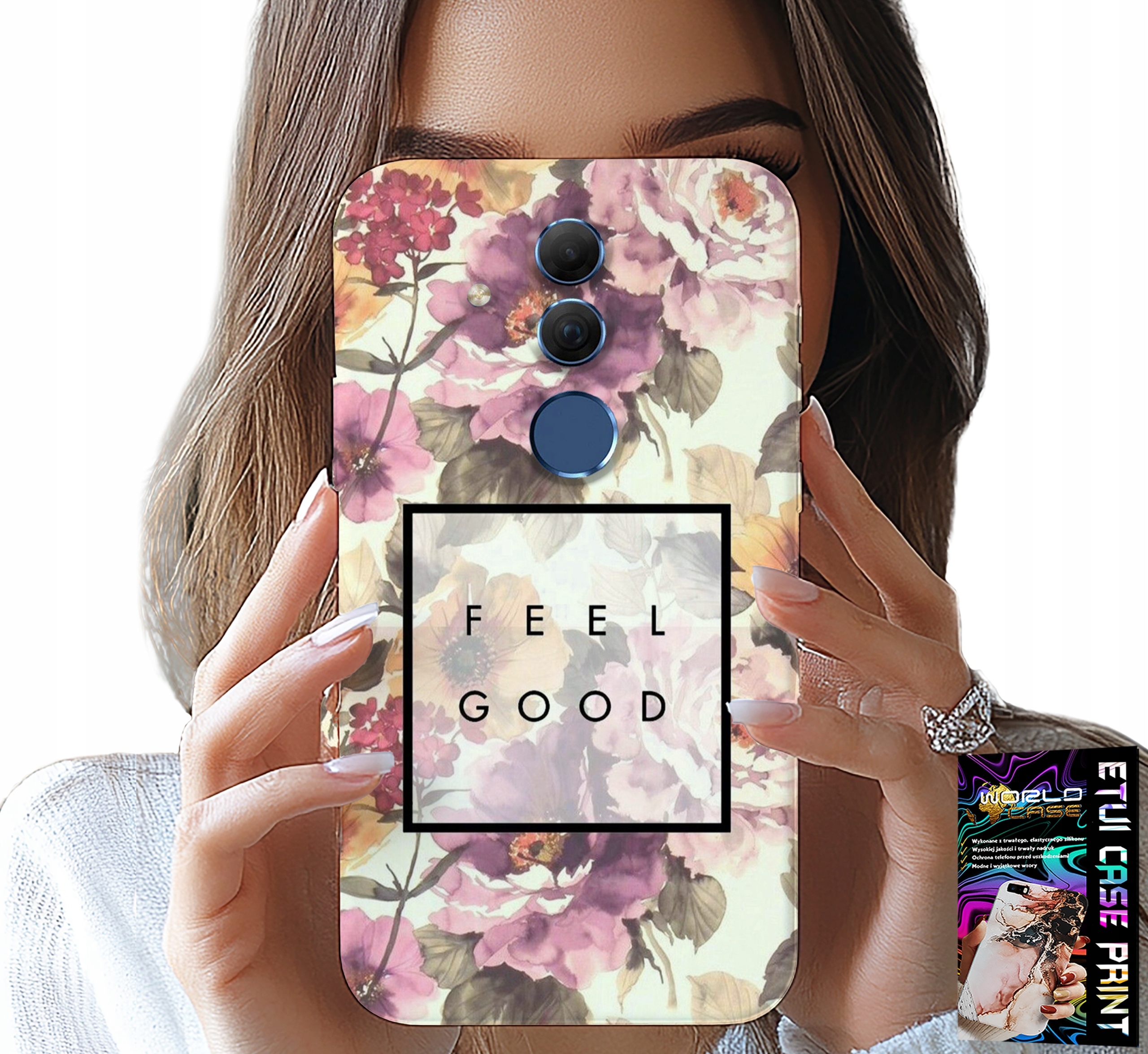 ETUI DO HUAWEI MATE 20 LITE - KWIATISTY WZÓR, MODNE DAMSKIE + SZKŁO