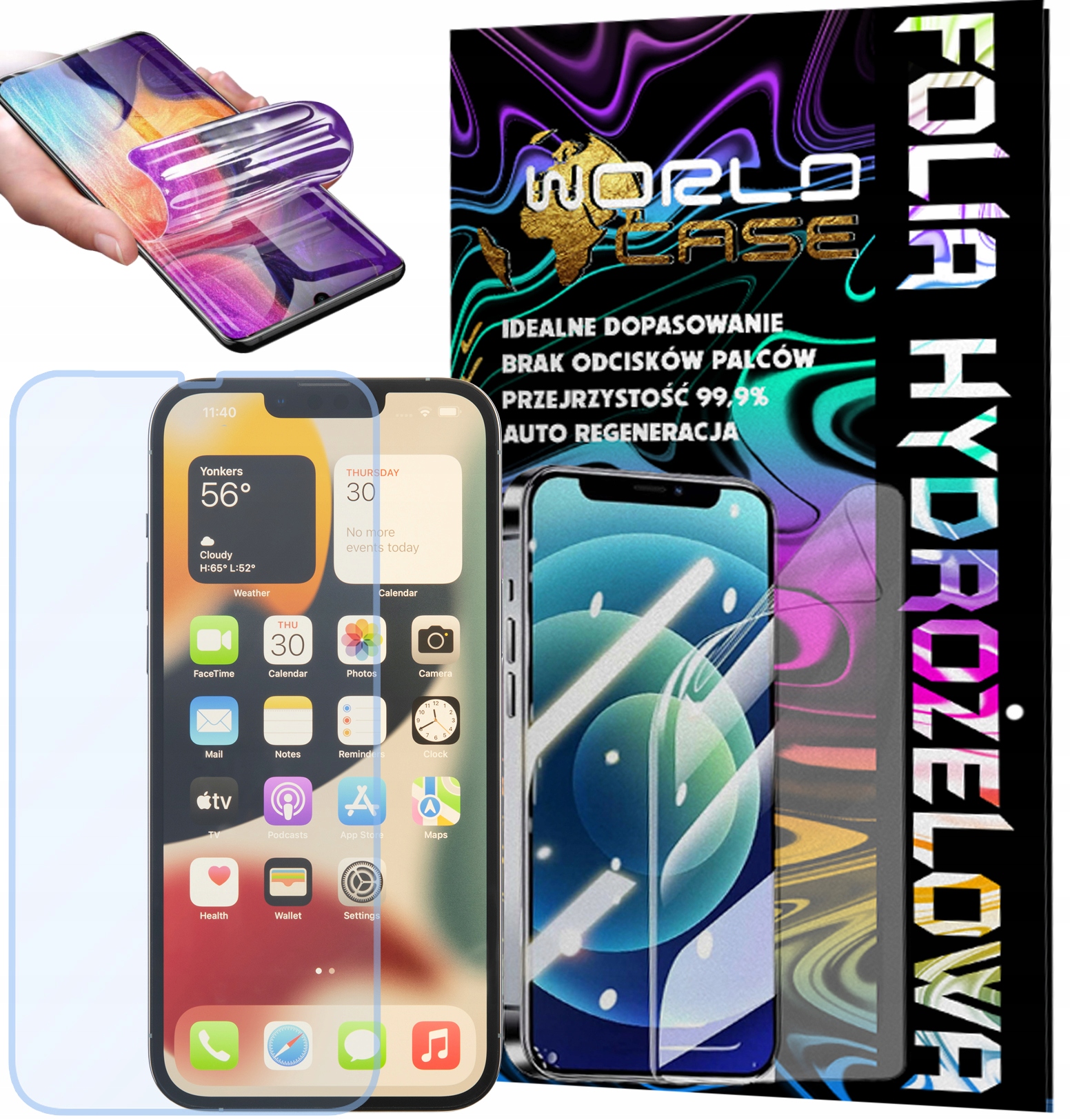 FOLIA HYDROŻELOWA OCHRONNA DO IPHONE 13 PRO MAX NA EKRAN MOCNA