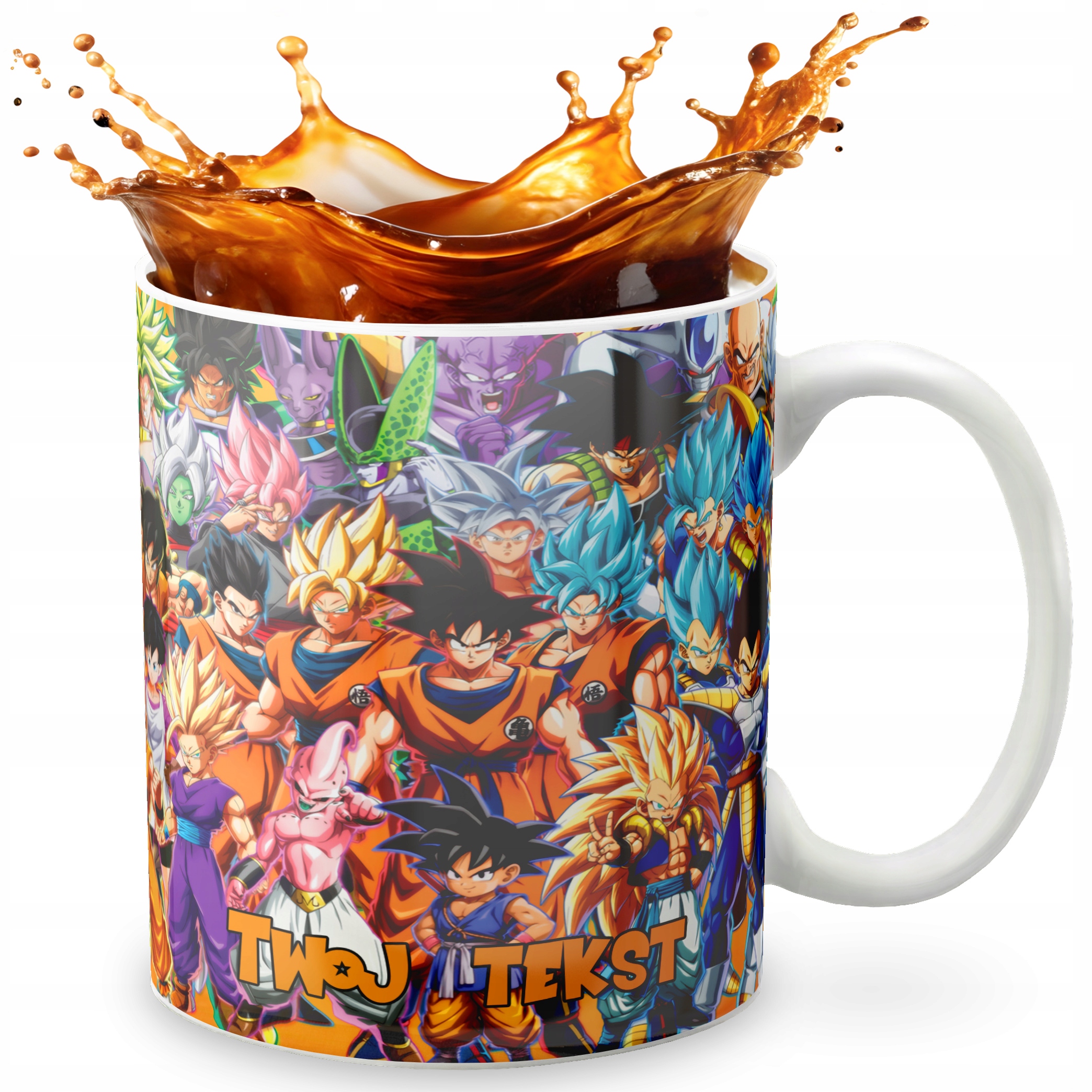 KUBEK 330ml GRAFIKA PREZENT ŚWIĘTA WZÓR - DRAGON BALL ANIME GOKU + IMIĘ