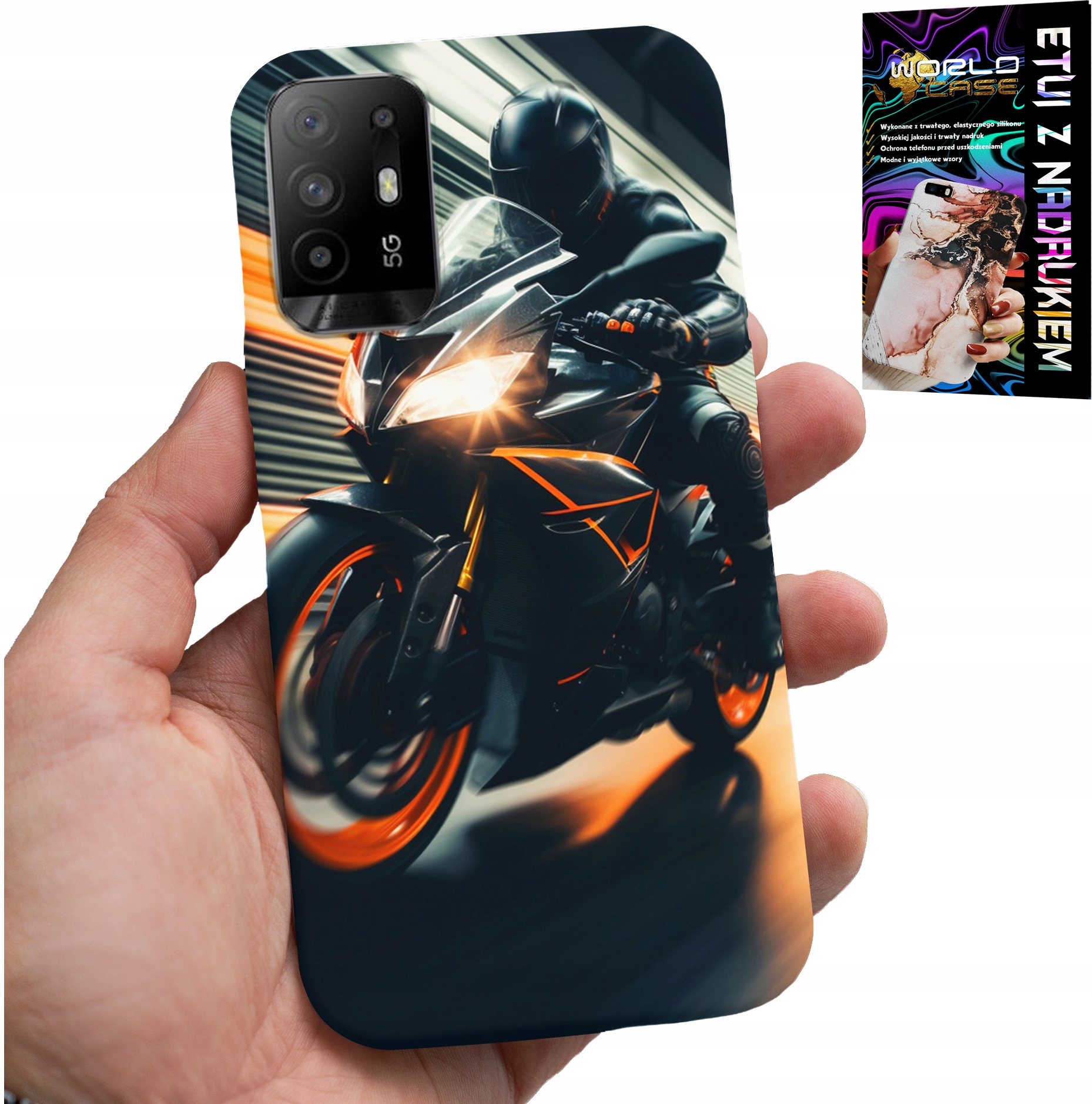ETUI DO OPPO RENO 5Z / A94 5G - MOTOCYKLISTA MOTOR FAN MOTOCYKL + SZKŁO