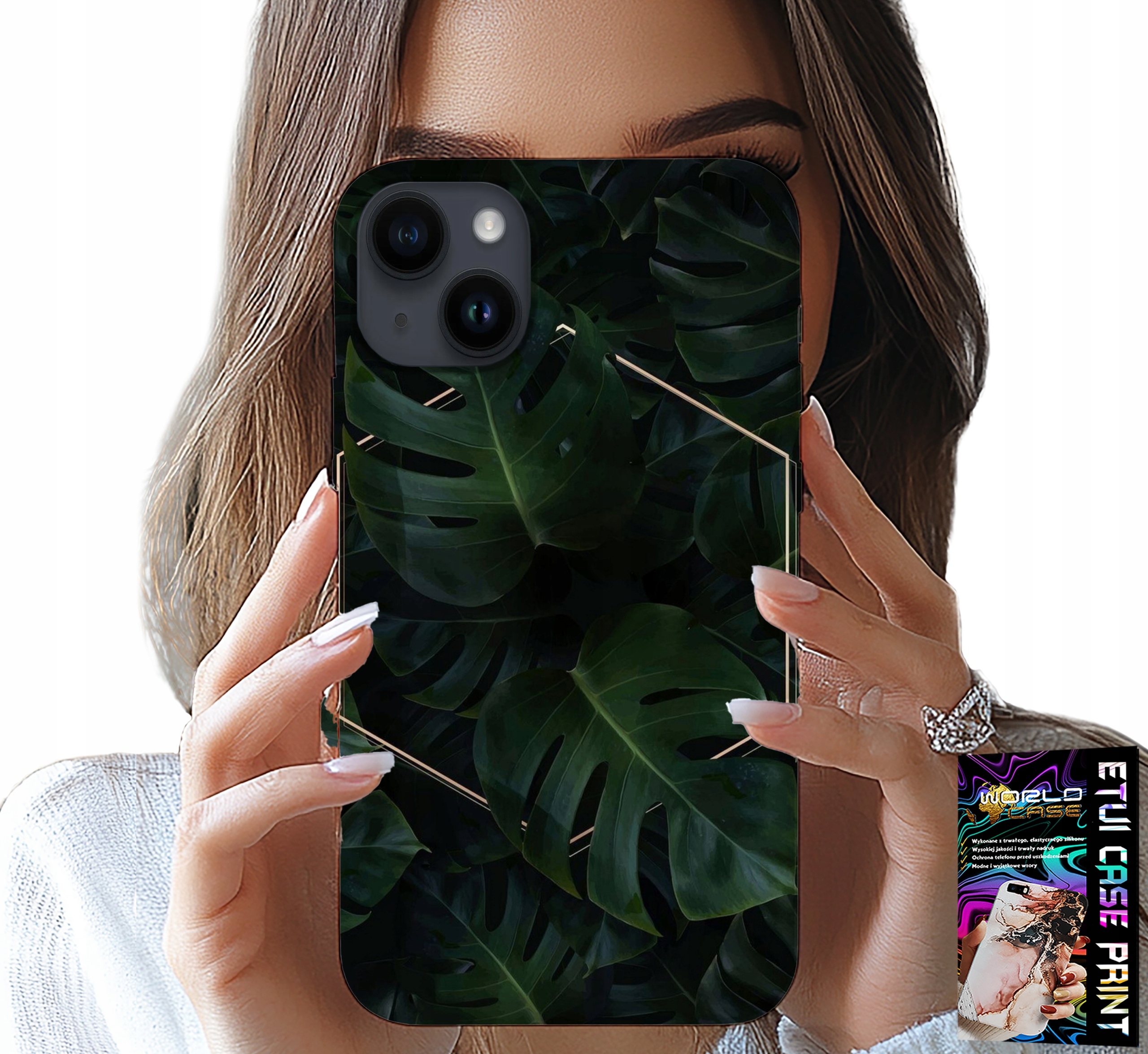 ETUI DO IPHONE 15 - ELEGANCKIE LIŚCIE MODNE WZORY NA CASE