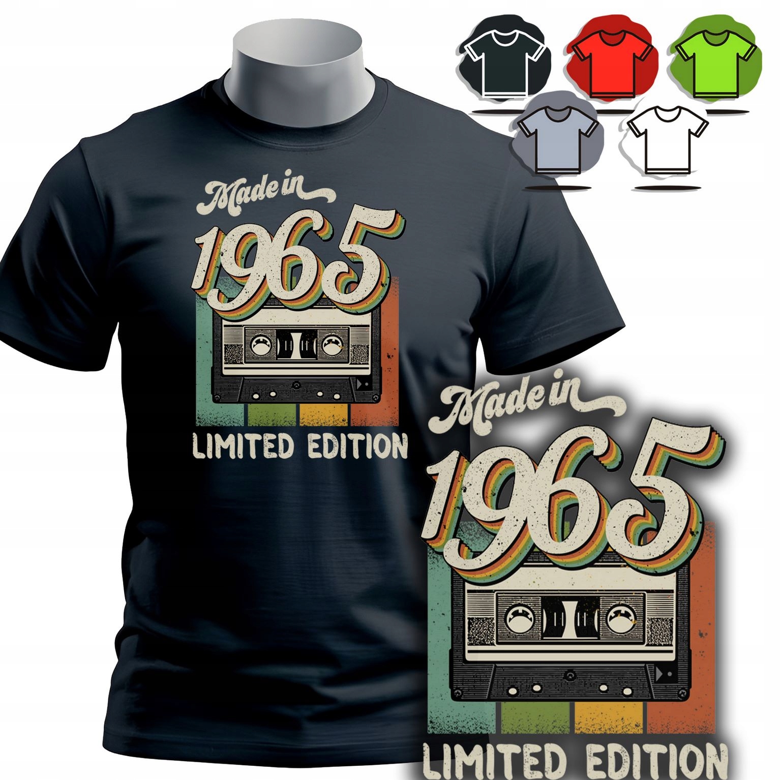 KOSZULKA T-SHIRT MĘSKI - Classic Kaseta NA 60 URODZINY - M