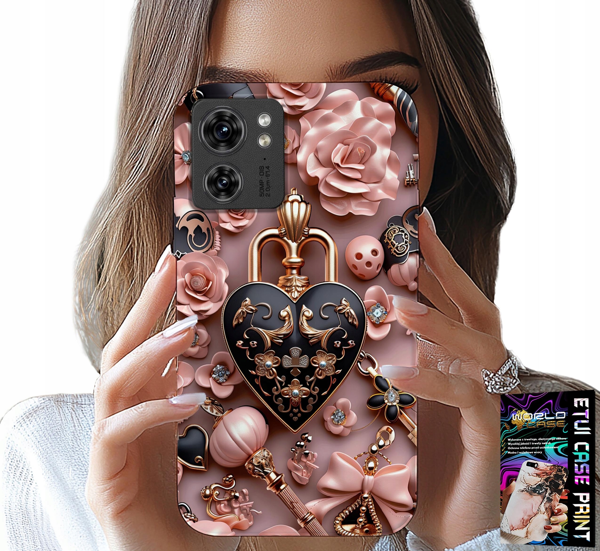 ETUI DO MOTOROLA EDGE 40 - KOBIECE WZORY KŁÓDKA SERCE CASE + FOLIA