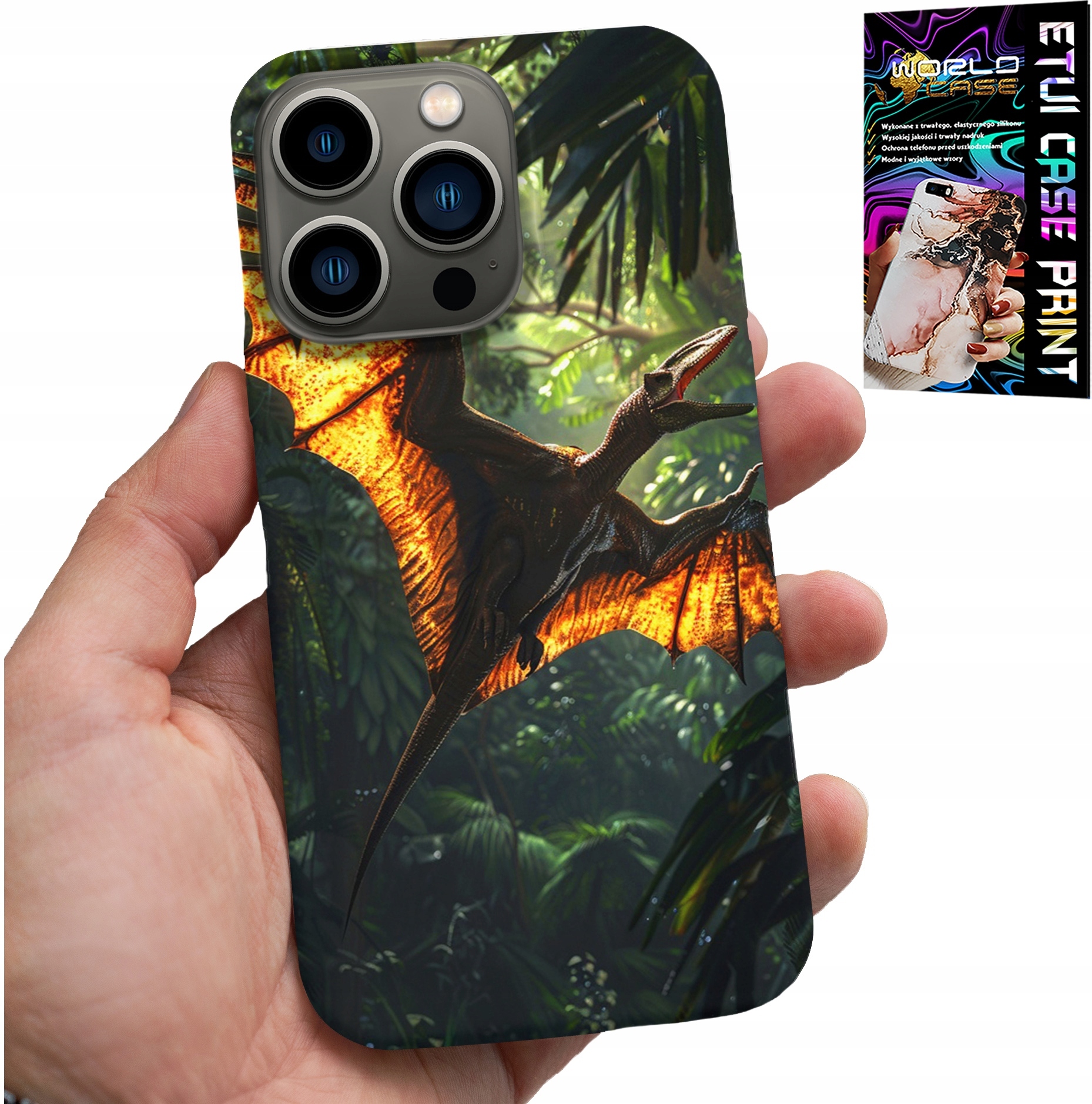 ETUI DO IPHONE 14 PRO - DINO DINOZAUR PTERODAKTYL FUTERAŁ PLECKI
