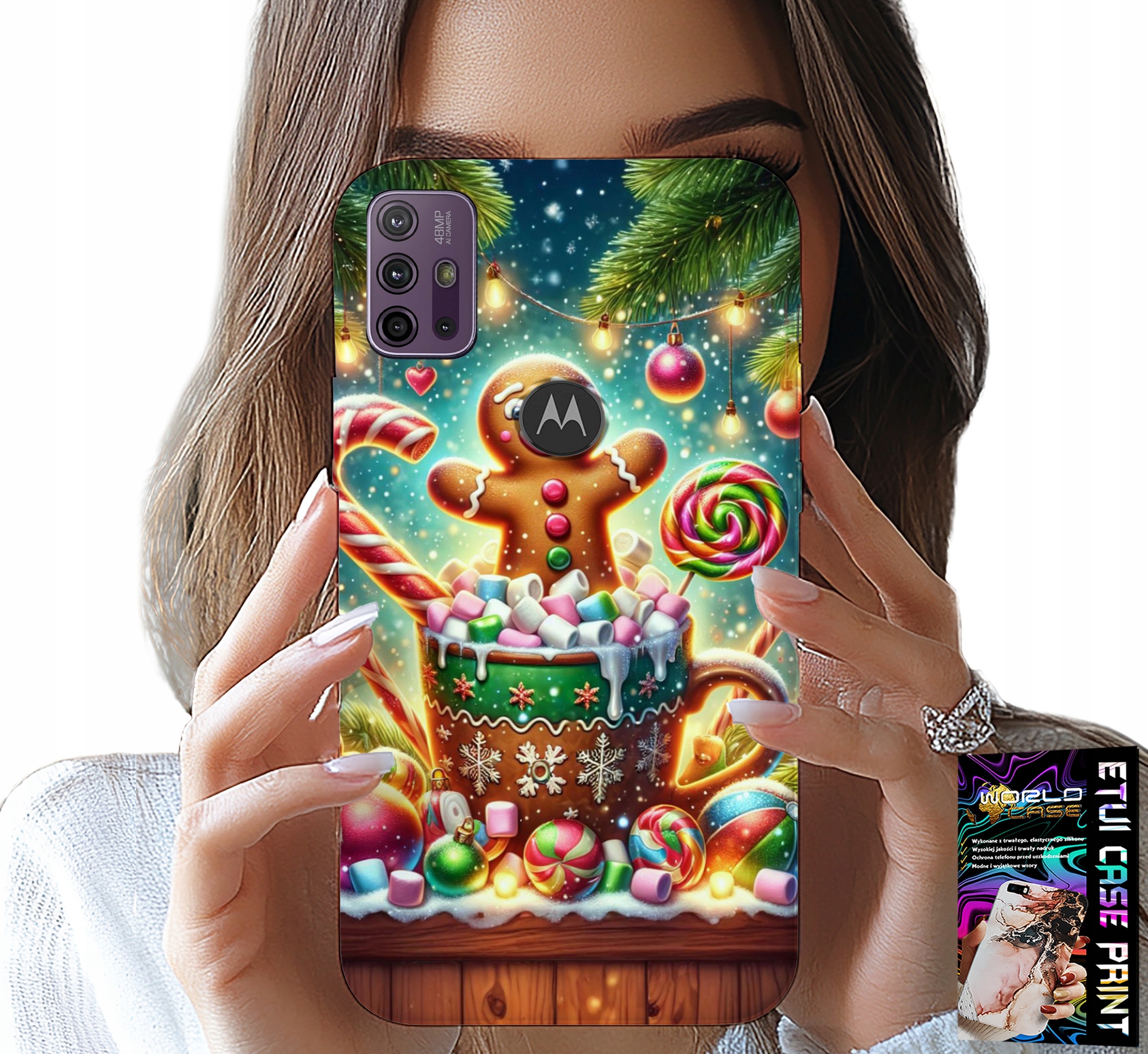 ETUI DO MOTOROLA MOTO G10 / G30 - PIERNIK PIERNIKI ŚWIĄTECZNE WZORY +SZKŁO