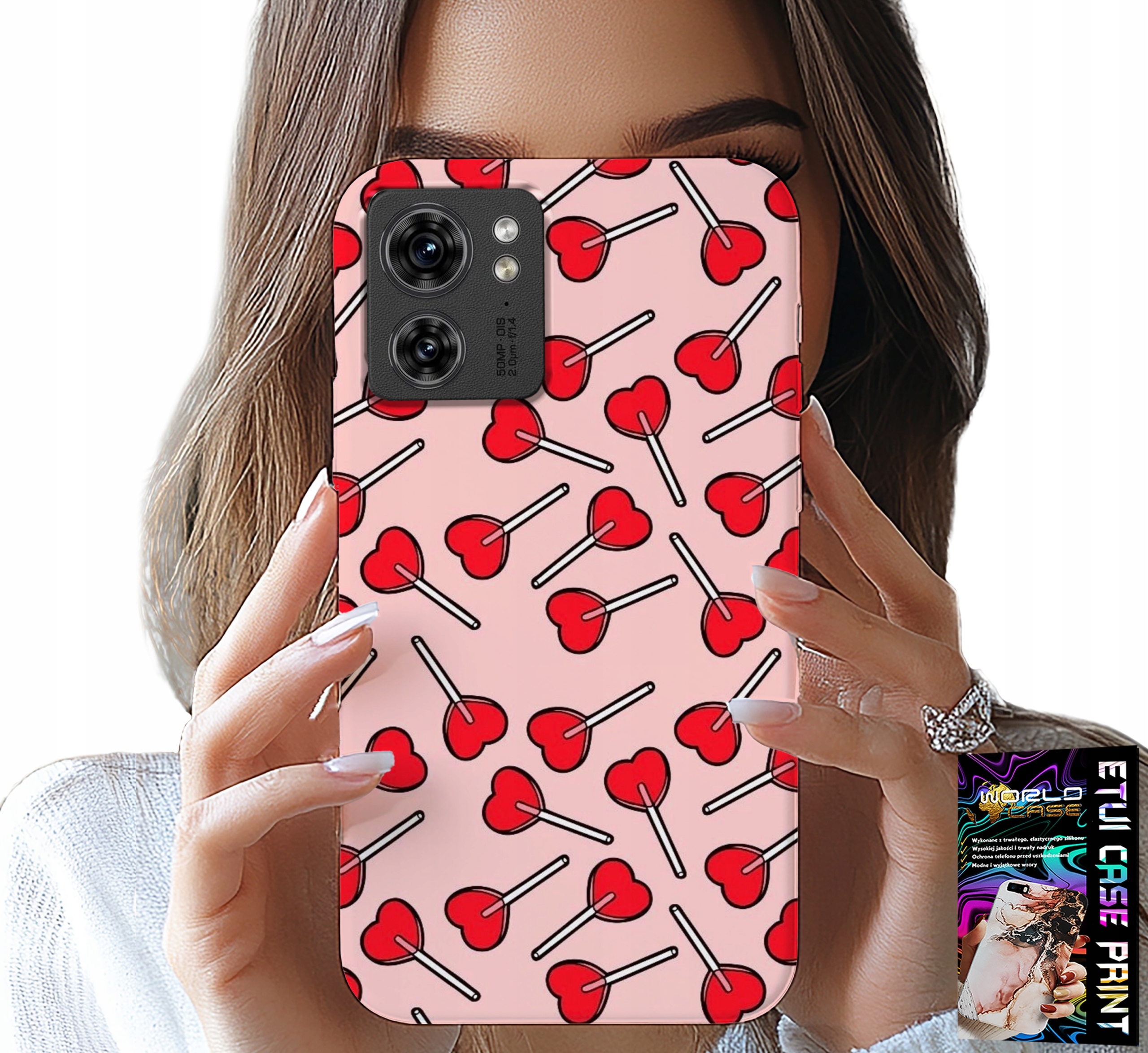 ETUI DO MOTOROLA EDGE 40 - KOBIECE, MODNE WZORY LIZAKI W SERCA CASE