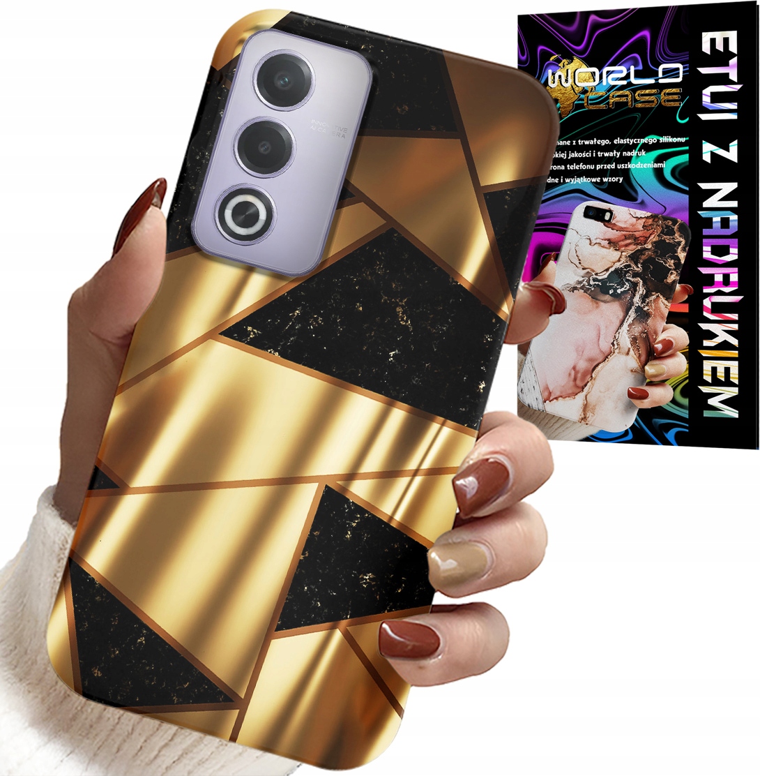 ETUI DO OPPO A80 5G - ZŁOTE ELEGANCKIE WZORY + FOLIA HYDRO