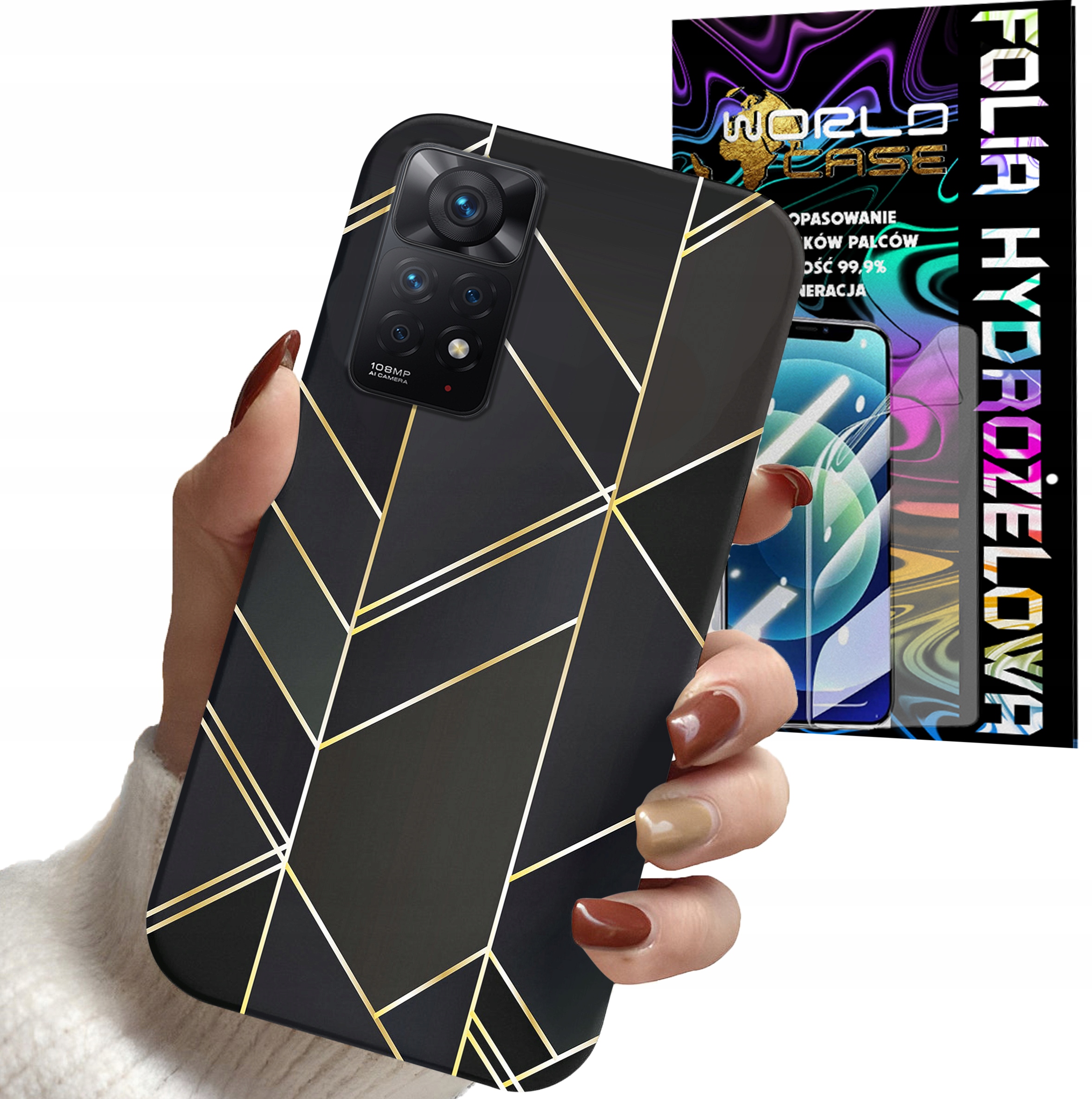 ETUI DO XIAOMI NOTE 11 PRO - MARMUREK GEOMETRYCZNE WZORY DLA KOBIET + FOLIA
