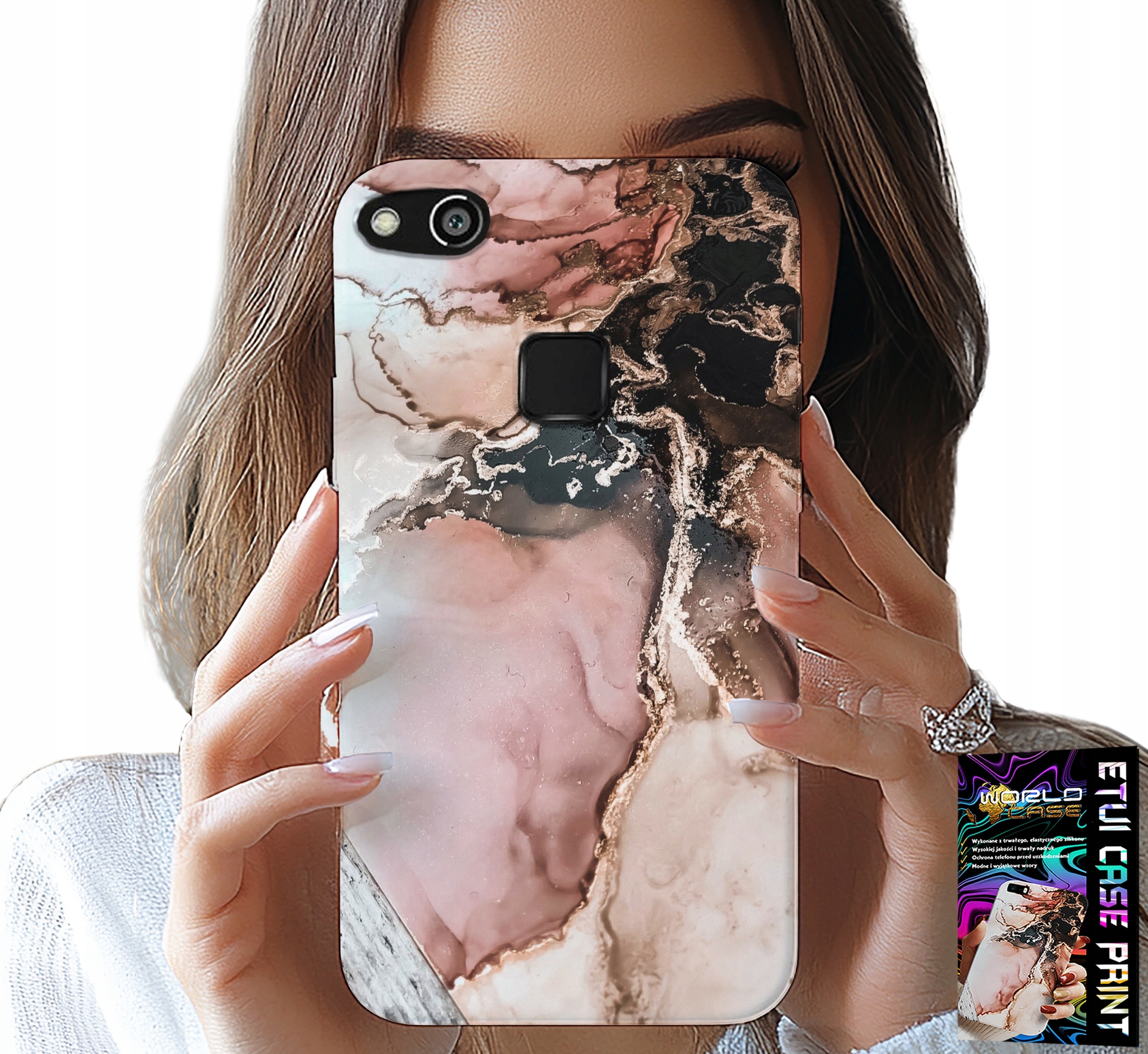 ETUI DO HUAWEI P10 LITE - ELEGANCKI MARMUREK MODNE WZORY + SZKŁO