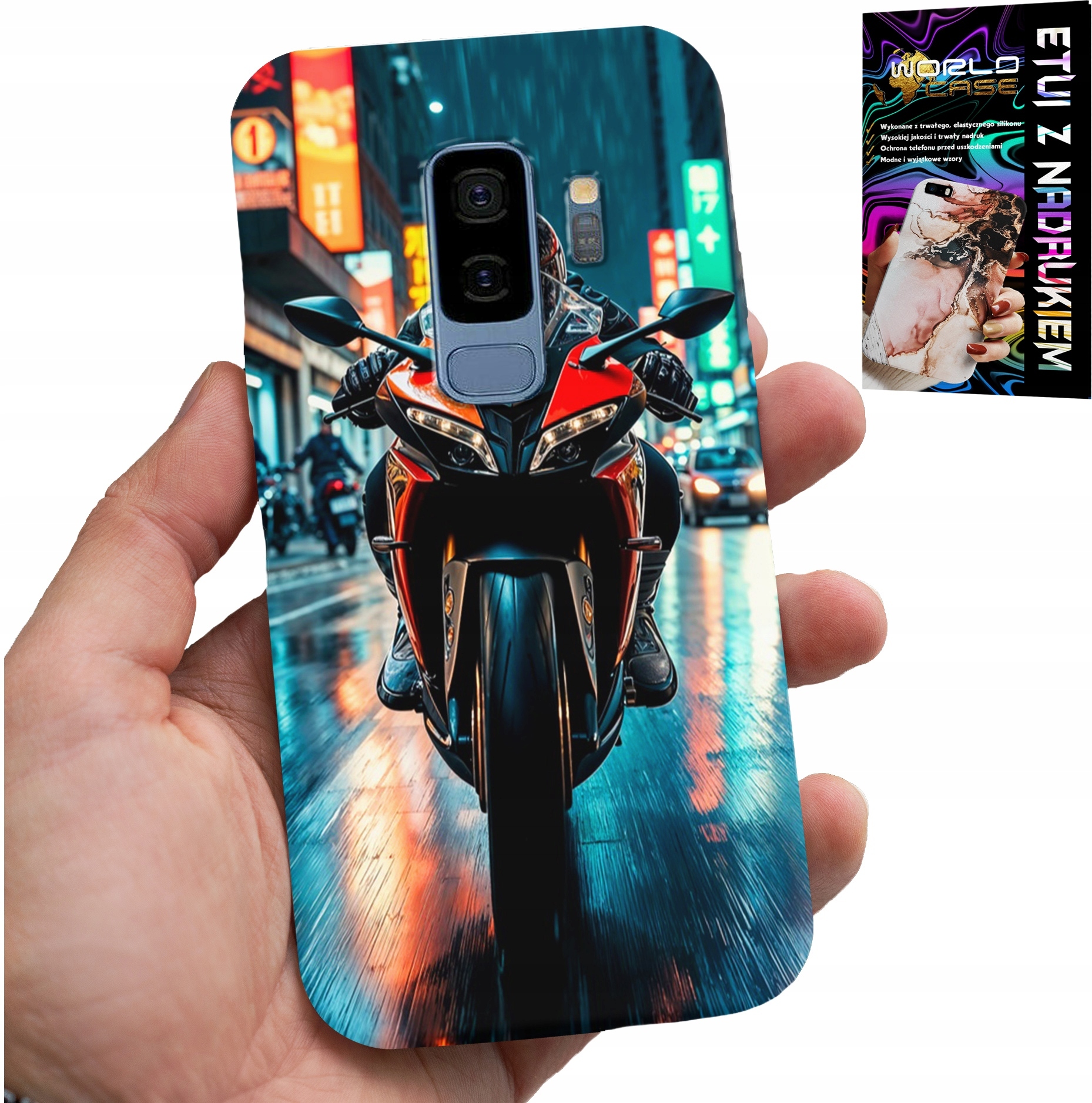 ETUI DO SAMSUNG GALAXY S9 PLUS - MOTOR, MOTOCYKLE JEDNOŚLAD WZORY + FOLIA