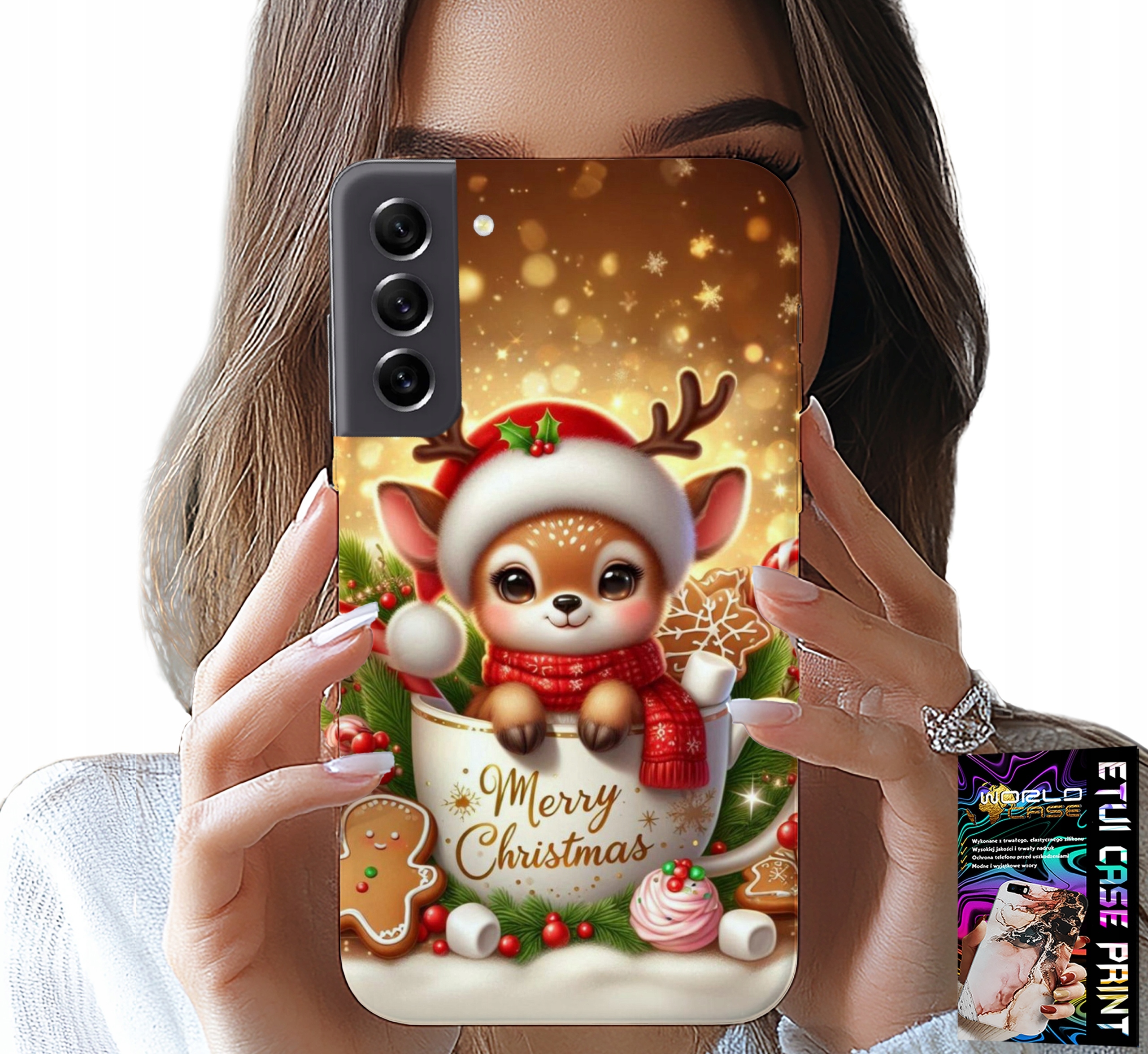 ETUI DO SAMSUNG GALAXY S22 PLUS - RENIFEREK SŁODKI RENIFER ŚWIĄTECZNE WZÓR