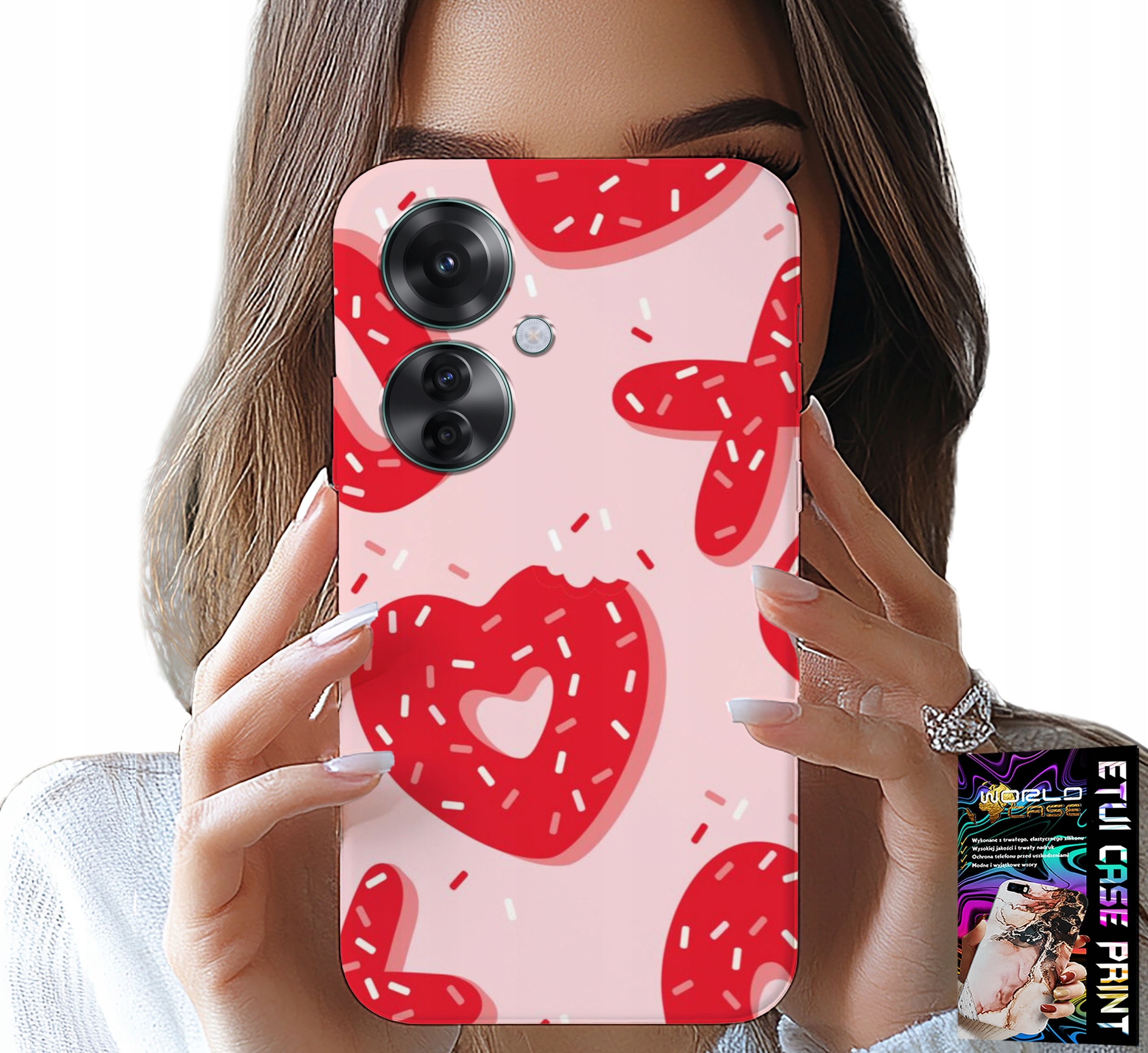 ETUI DO OPPO RENO11 F 5G - KOBIECE, MODNE WZORY XOXO SERCE + FOLIA