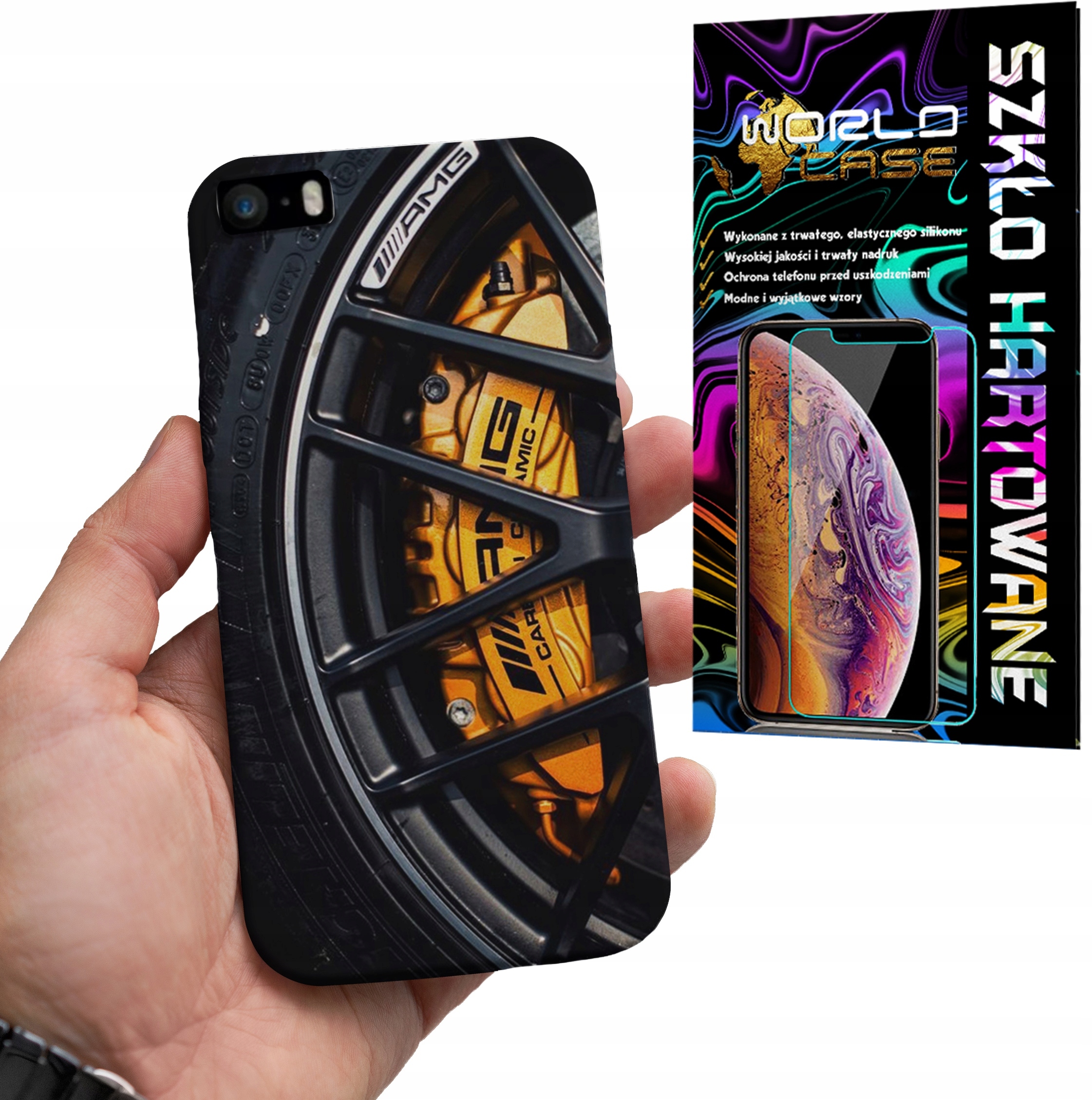 ETUI DO IPHONE SE 2020 - MERCEDES FELGA AUTO FAN MĘSKIE WZORY SZKŁO