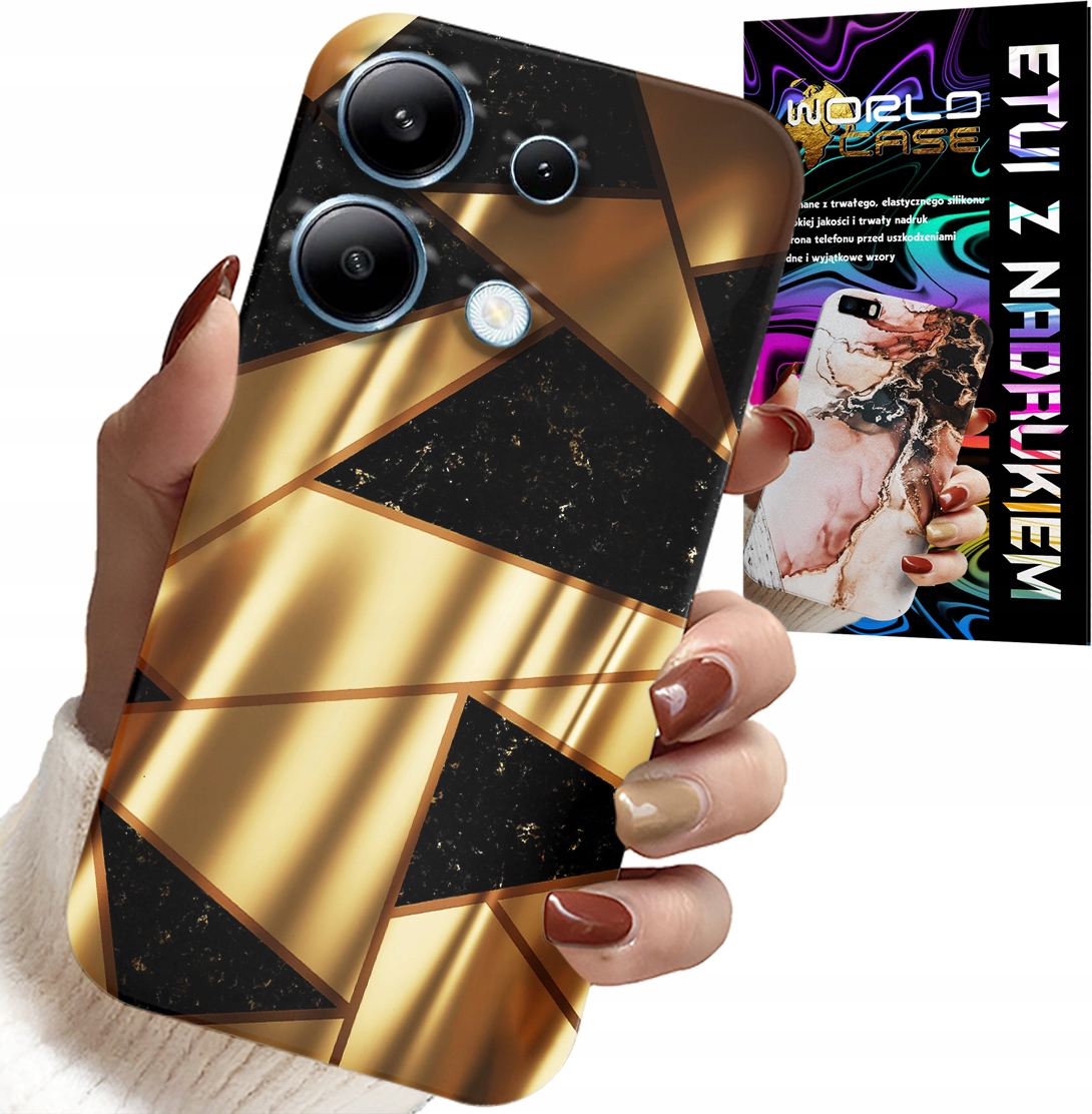 ETUI DO XIAOMI NOTE 13 5G - ZŁOTE ELEGANCKIE WZORY + FOLIA HYDRO