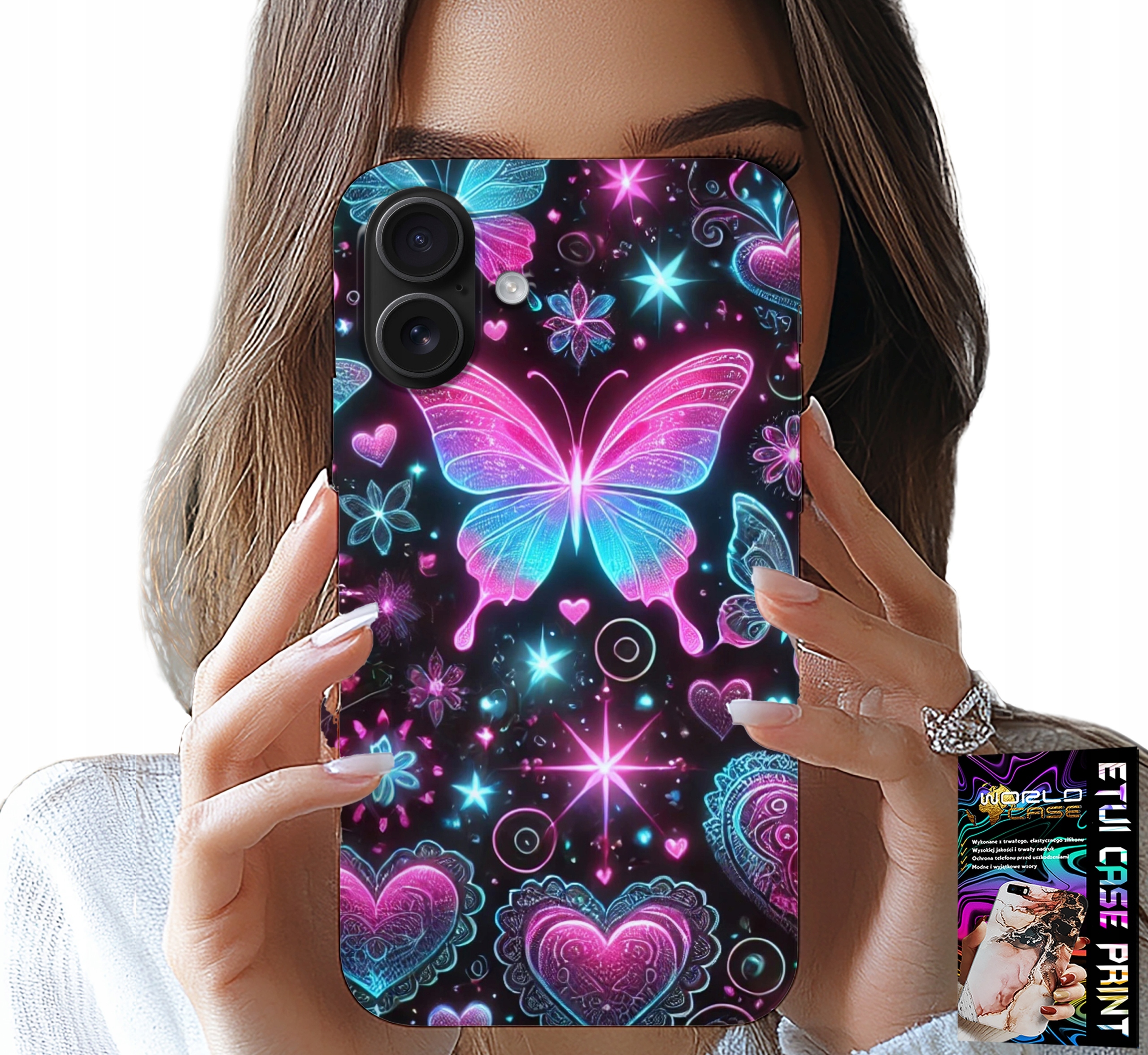 ETUI DO IPHONE 16 - KOLOROWY MOTYLEK SERCE MODNE WZORY CASE