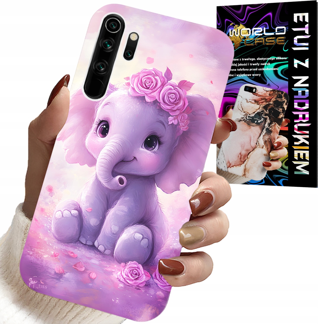 ETUI DO XIAOMI NOTE 8 - SŁODKI SŁONIK NA RÓŻOWYM TLE CASE +FOLIA