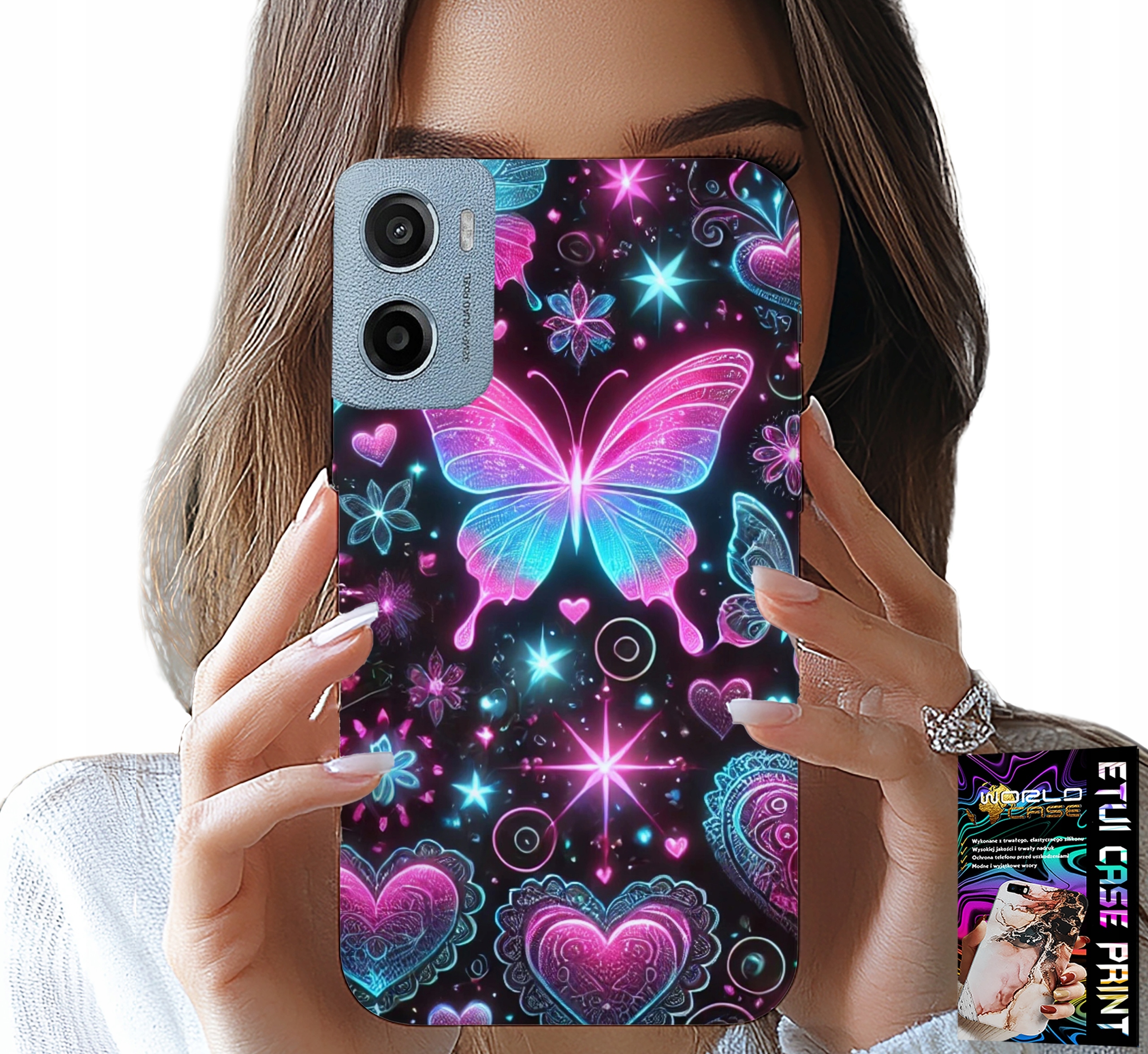 ETUI DO MOTOROLA E15 / G05 - KOLOROWY MOTYLEK SERCE MODNE WZORY CASE