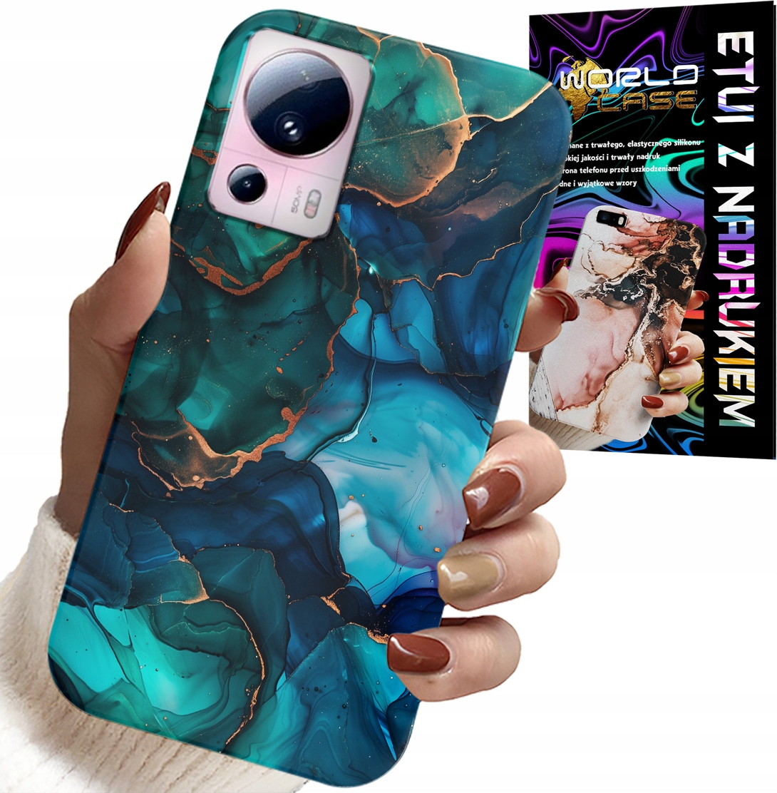 ETUI DO XIAOMI 13 LITE - NIEBIESKO ZIELONY MARMUREK PLECKI WZORY