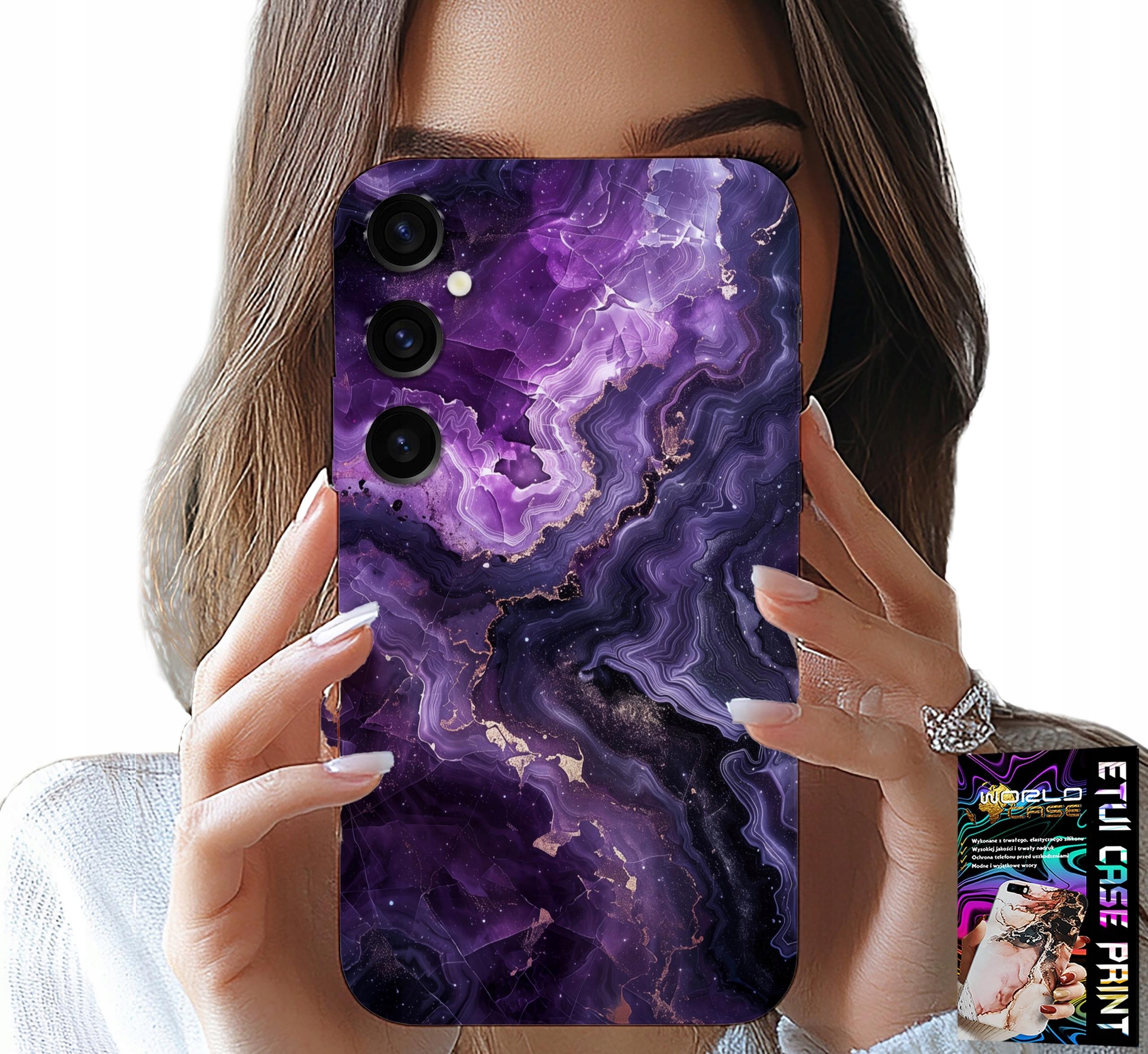 ETUI DO SAMSUNG GALAXY A55 5G - FIOLETOWY MARMUREK MODNE KOBIECE + SZKŁO