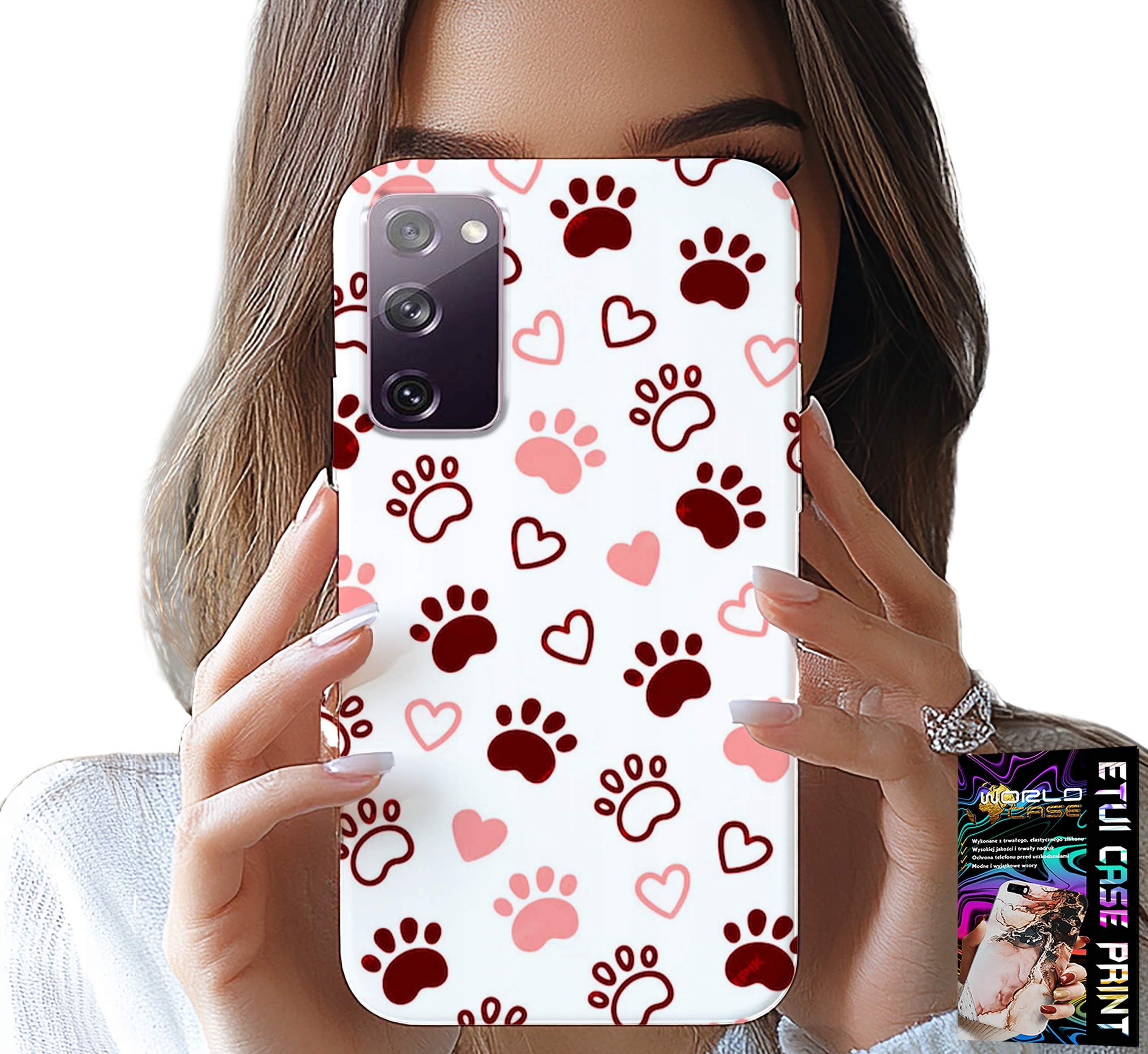 ETUI DO SAMSUNG GALAXY S20 FE - PSIE ŁAPKI NA BIAŁYM TLE, PIES, KOT, MIŚ