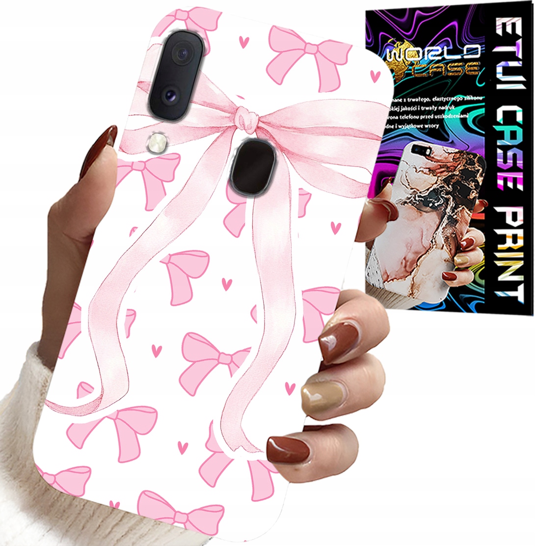 ETUI DO SAMSUNG GALAXY A20E - RÓŻOWE WSTAZKI WSTĄZKA MODNE WZORY CASE