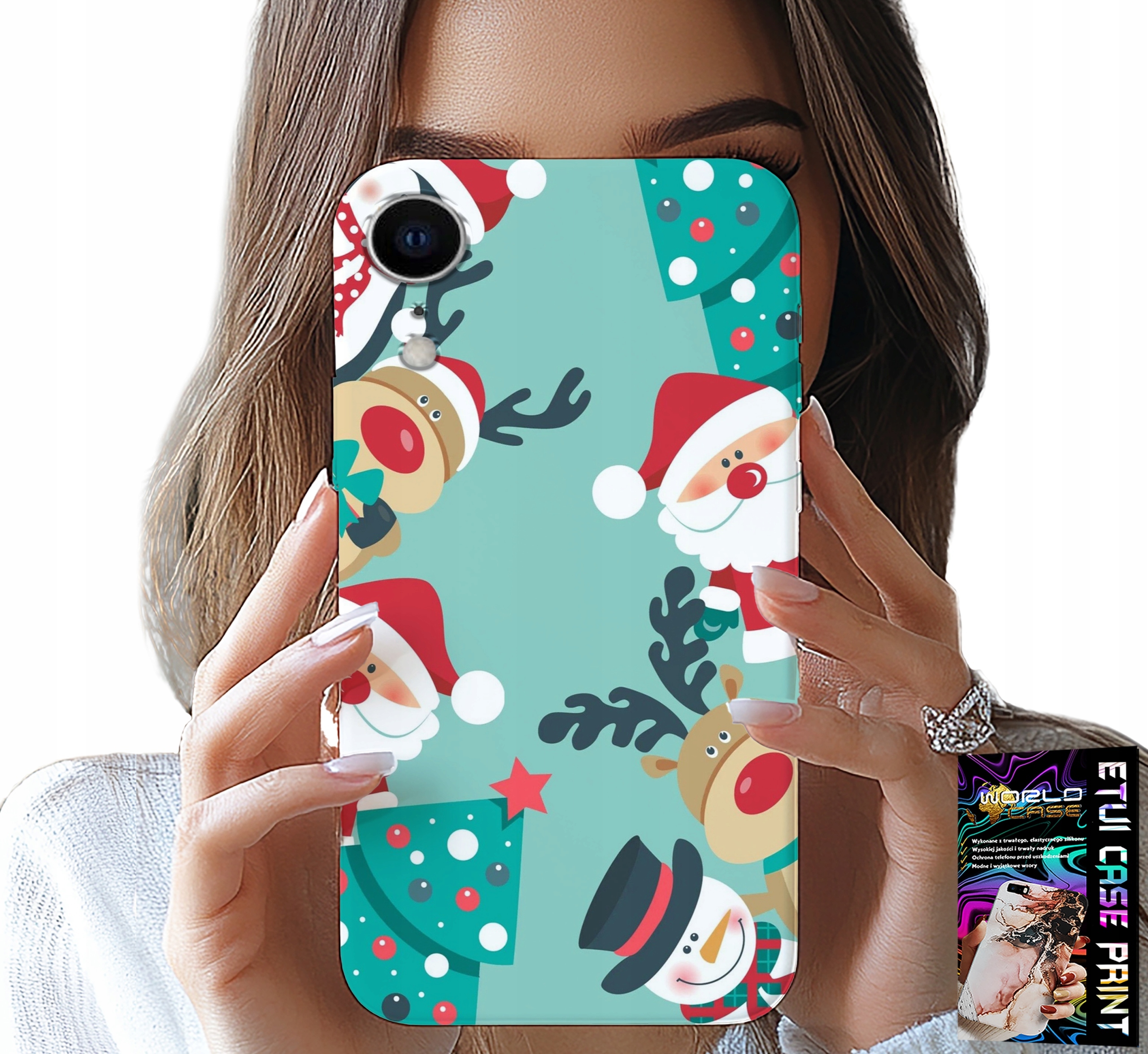 ETUI DO IPHONE XR - MIKOŁAJ, RENIFER BAŁWAN ŚWIĄTECZNE WZORY