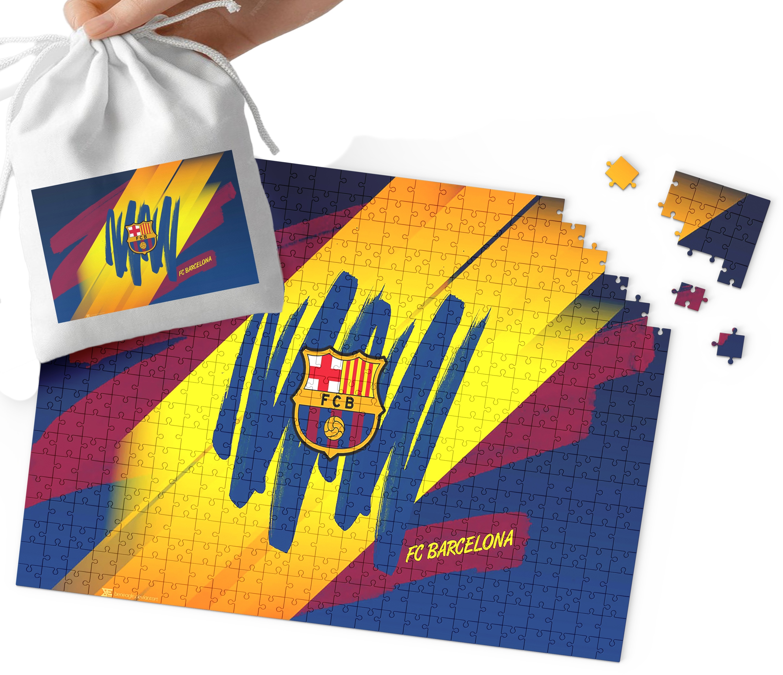 PUZZLE - FC BARCELONA WZORY DLA MAŁEGO PIŁKARZA 96EL + WORECZEK