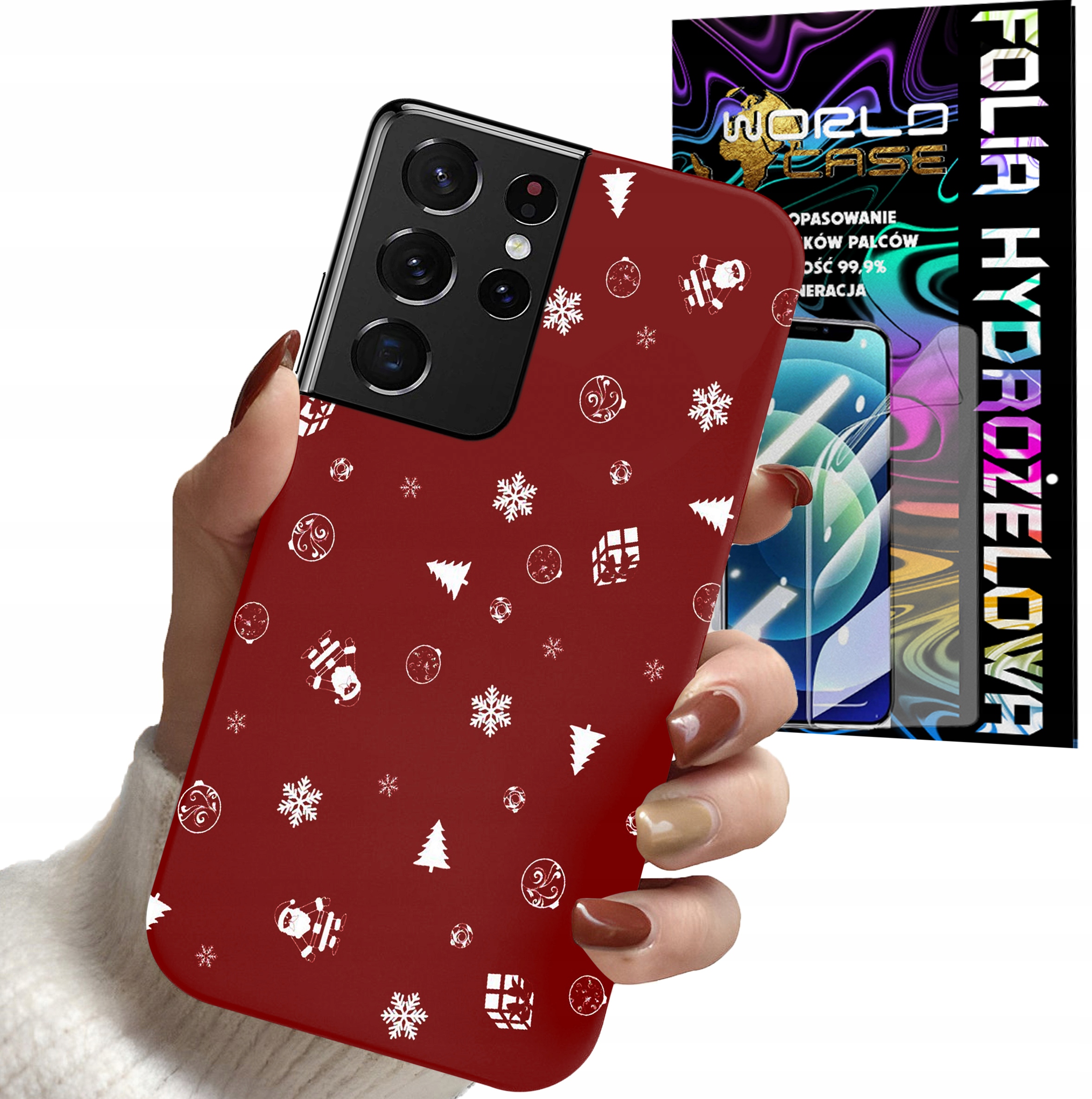 ETUI DO SAMSUNG S21 ULTRA - ŚWIĄTECZNE WZORY CHOINKA MIKOŁAJ + FOLIA