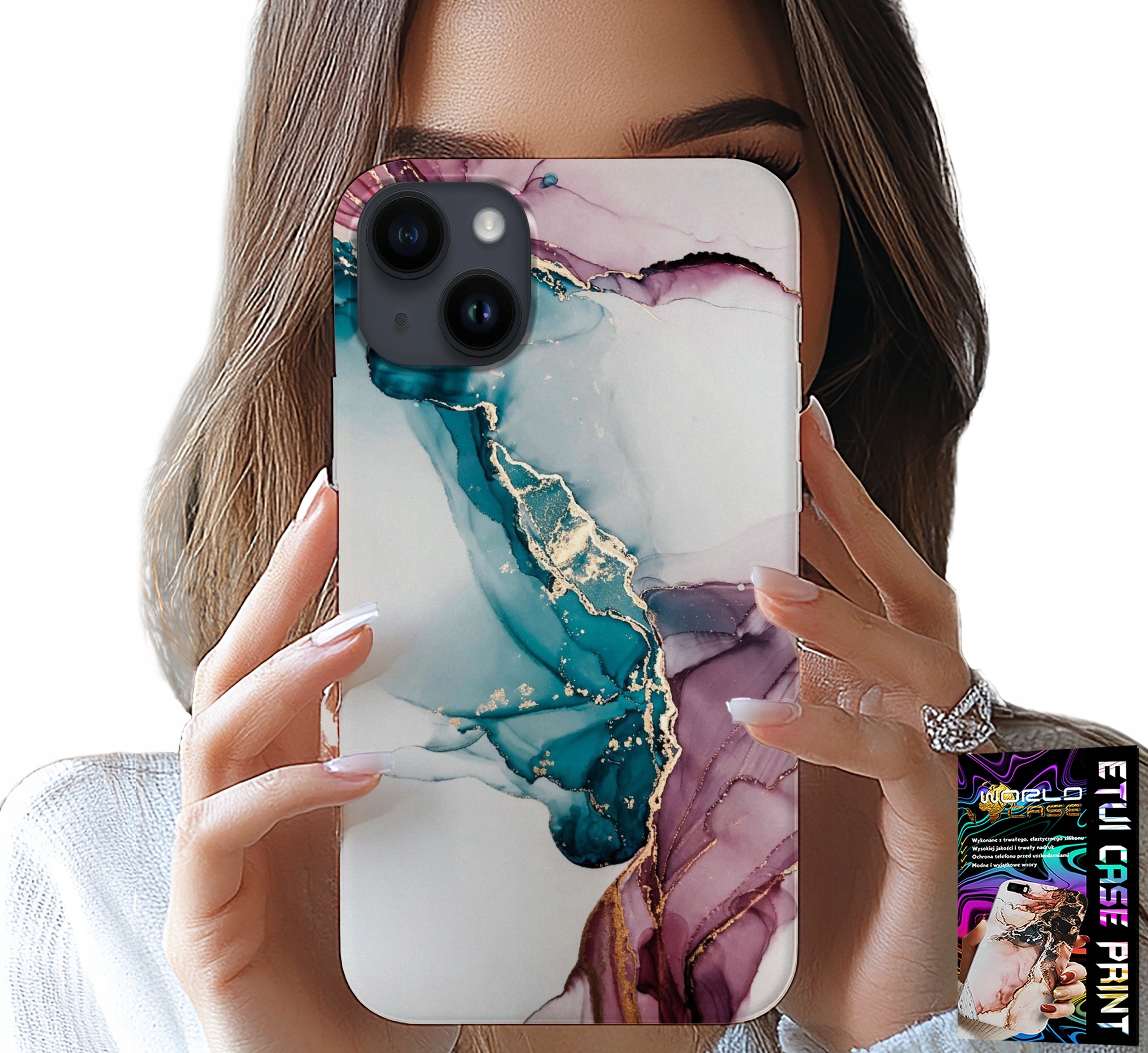 ETUI DO IPHONE 14 PLUS - ELEGANCKI MARMUREK MODNY KOBIECY CASE