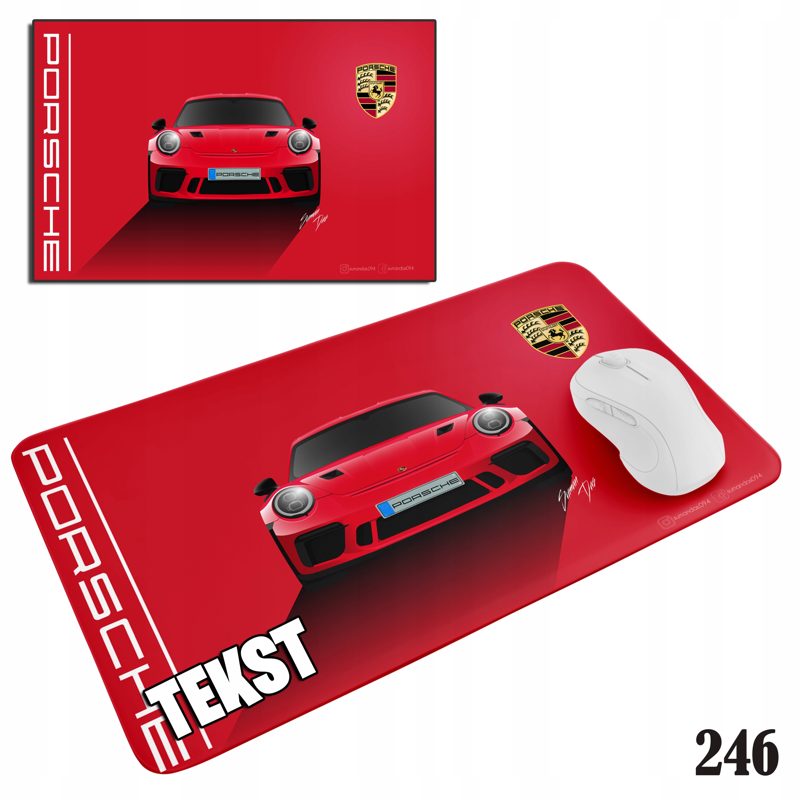 Mousepad World Case, Porsche, 29x36cm, antiderapant, design cu