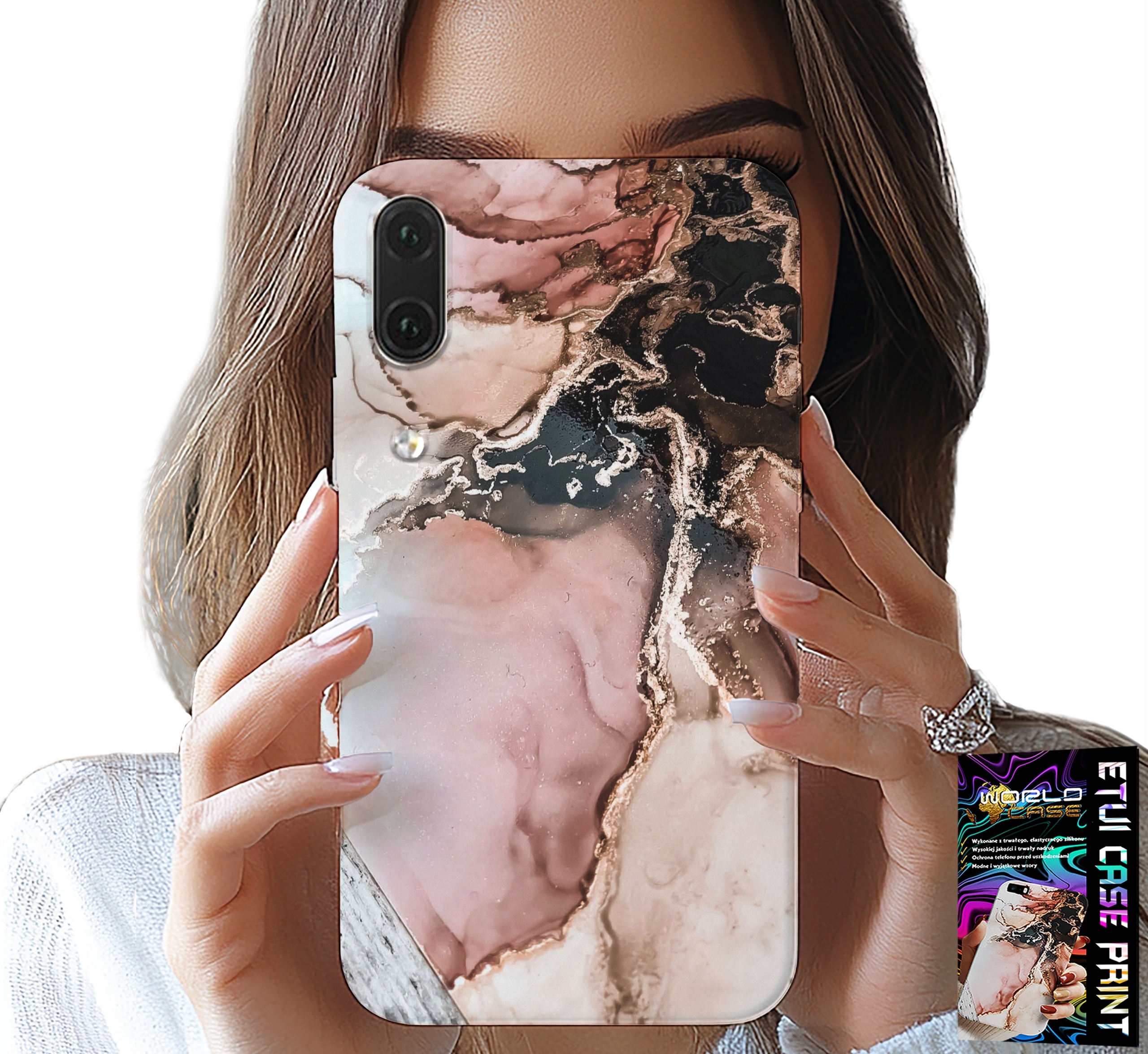 ETUI DO HUAWEI P20 - ELEGANCKI MARMUREK MODNE WZORY + SZKŁO