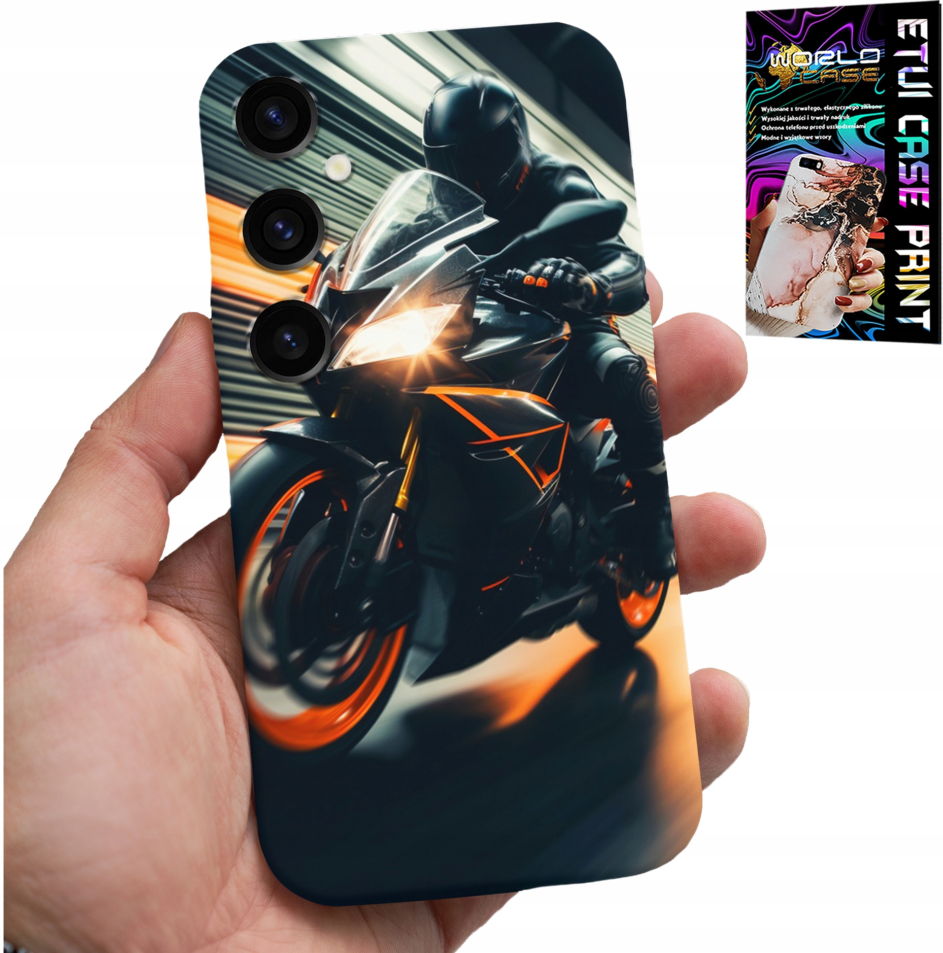 ETUI DO SAMSUNG GALAXY A04S - MOTOCYKLISTA MOTOR FAN MOTOCYKL + SZKŁO