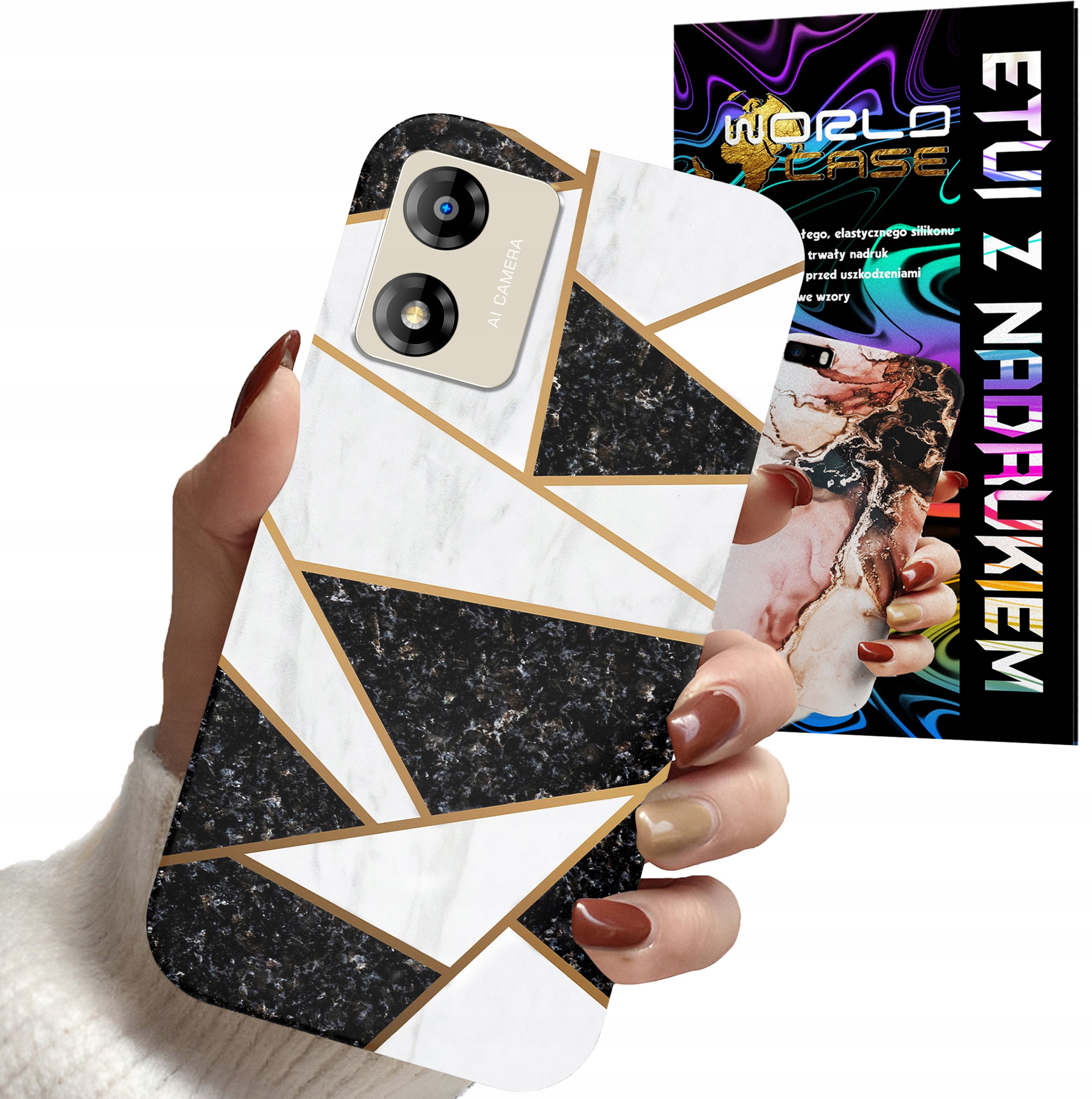 ETUI CASE DO MOTOROLA MOTO E13 - MARMUREK GEOMETRIA WZORY DLA KOBIET