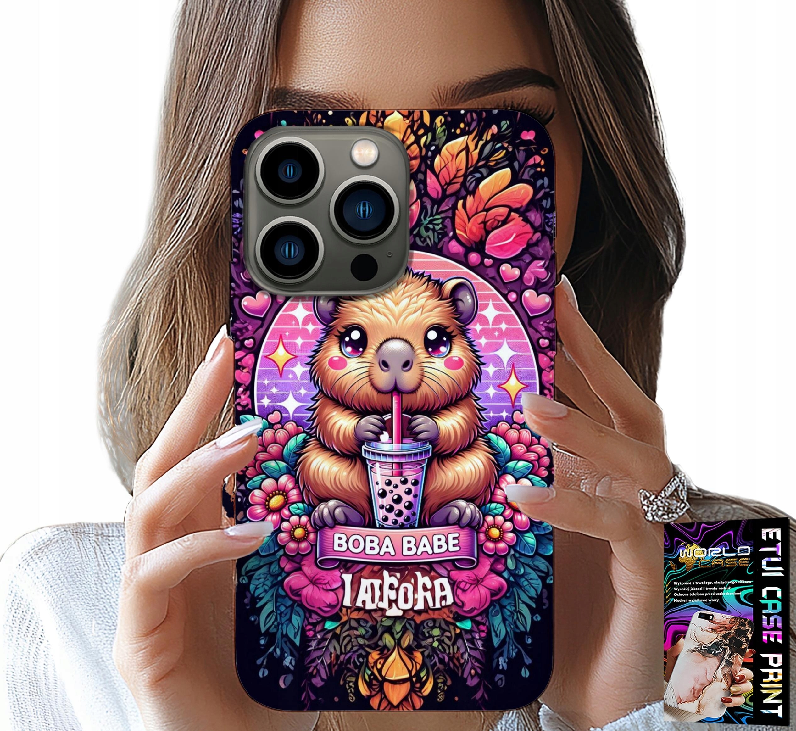 ETUI DO IPHONE 16 PRO MAX - SŁODKA KAPIBARA Z SZEJKIEM, SUPER WZORY