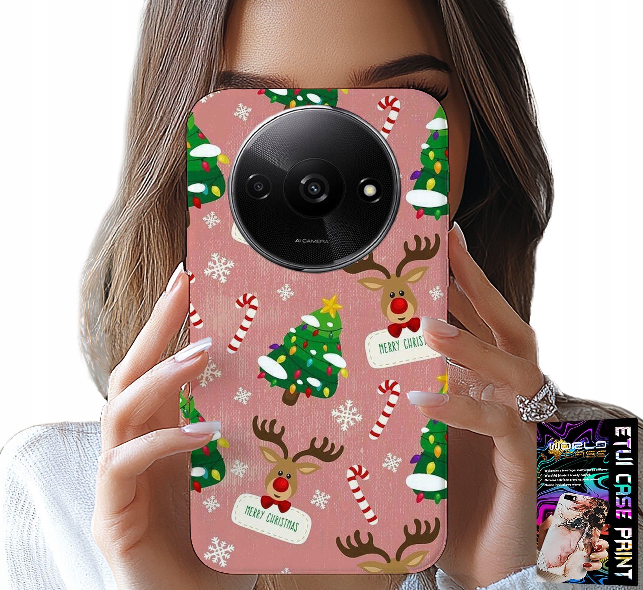 ETUI DO XIAOMI REDMI A3 - ŚWIĄTECZNE RENIFERY CHOINKI LASKA WZORY