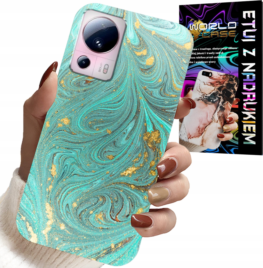 ETUI DO XIAOMI 13 LITE - MARMURKOWE WZORY + SZKŁO HARTOWANE