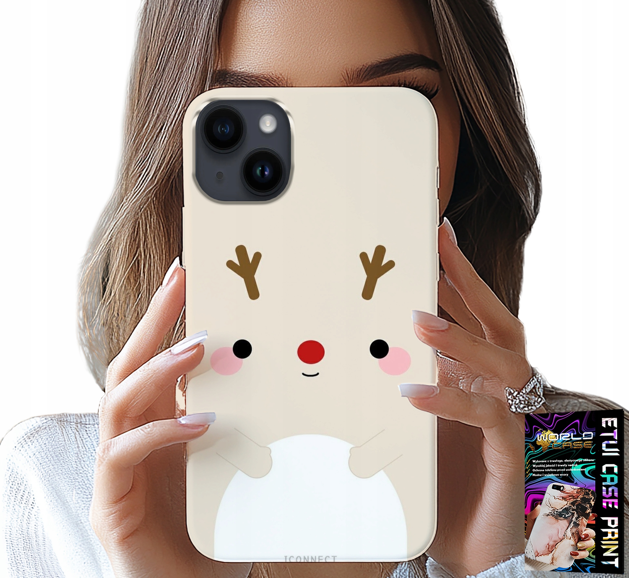 ETUI DO IPHONE 15 - RENIFEREK, RENIFER, ŚWIĄTECZNE WZORY