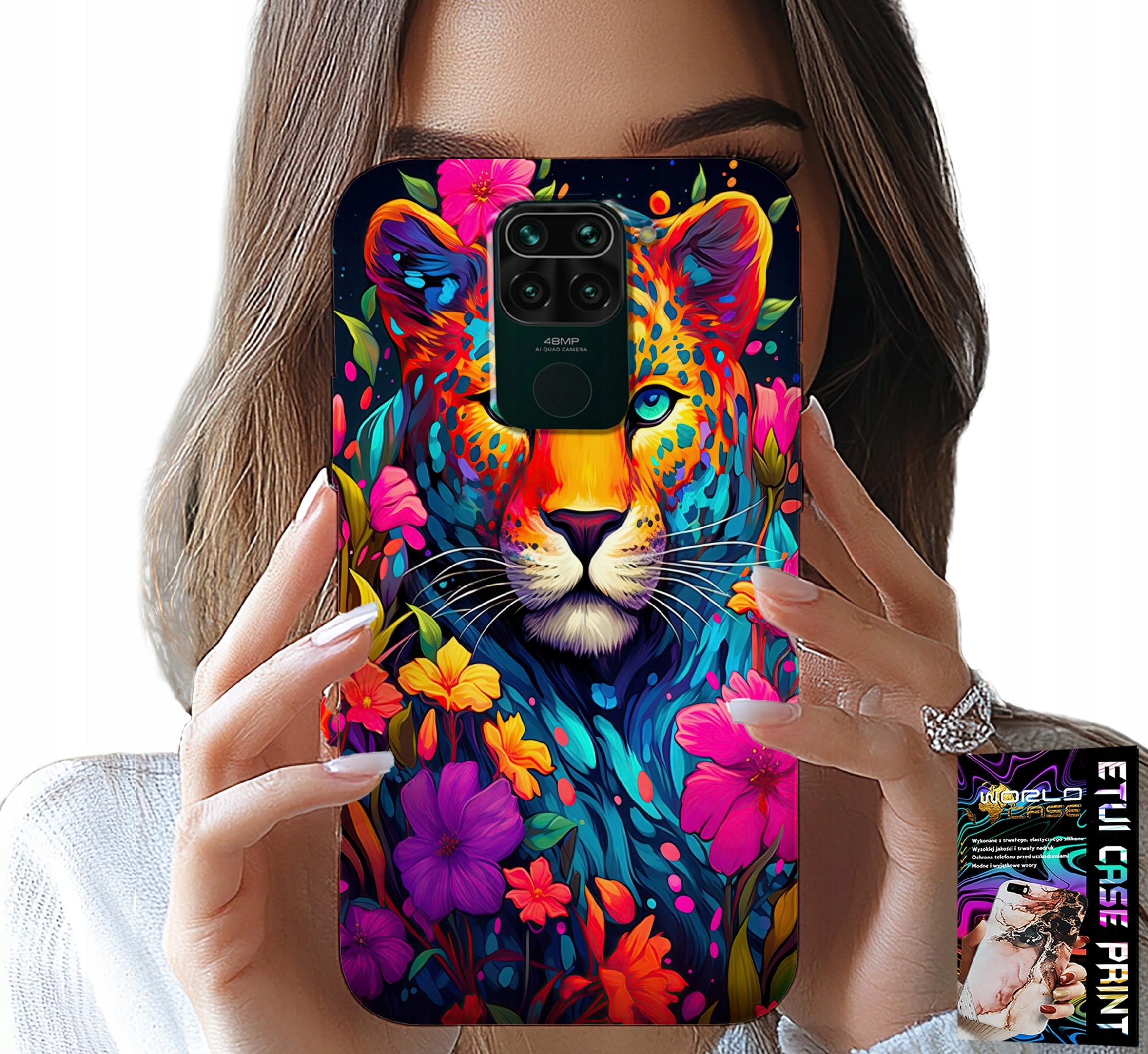 ETUI DO XIAOMI NOTE 9 - KWIECISTE WZORY TYGRYS TYGRYSEK + FOLIA
