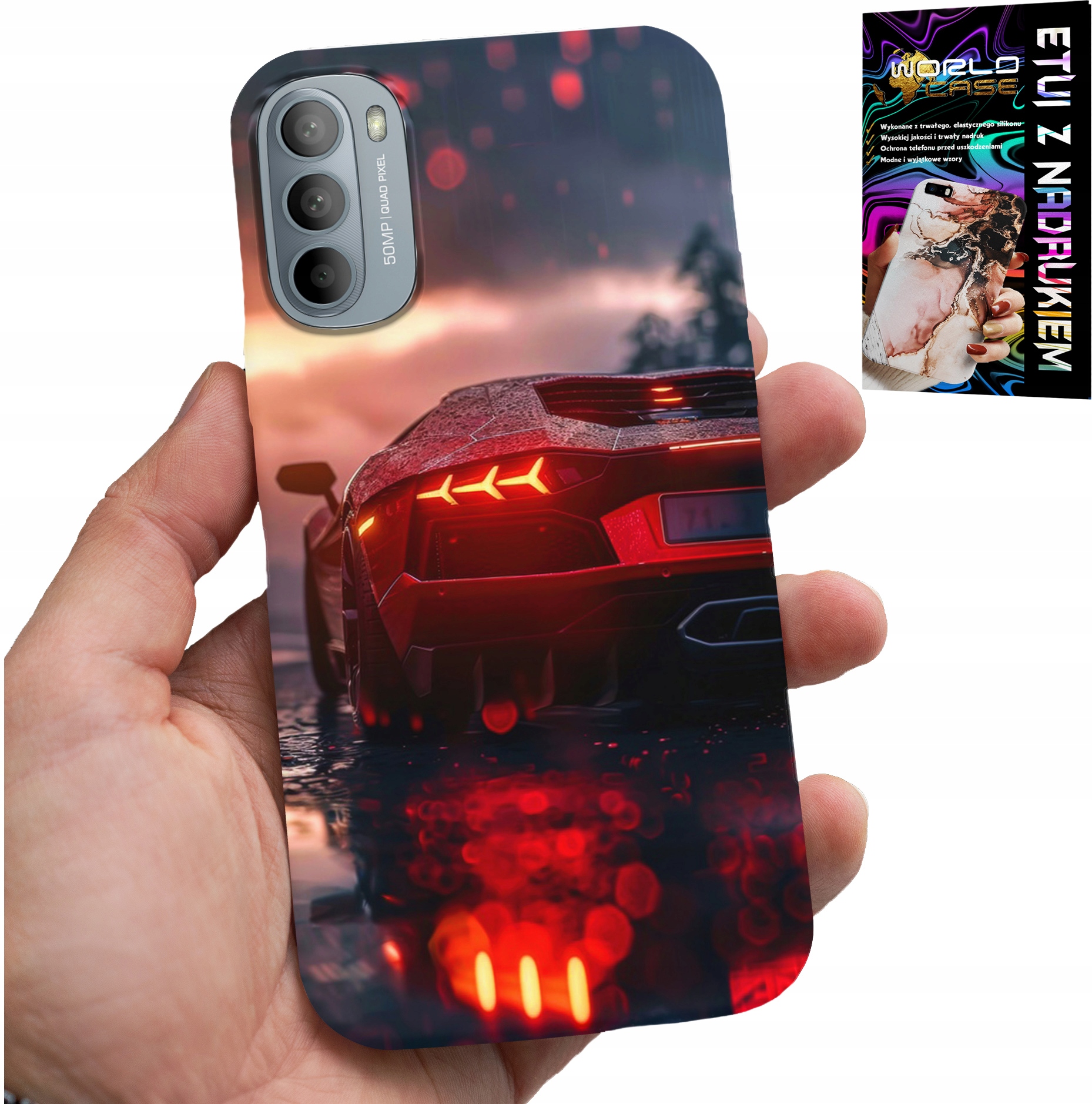 ETUI DO MOTOROLA G31 / G41 - LUKSUSOWE SAMOCHODY, MEGA WZORY, OBUDOWA