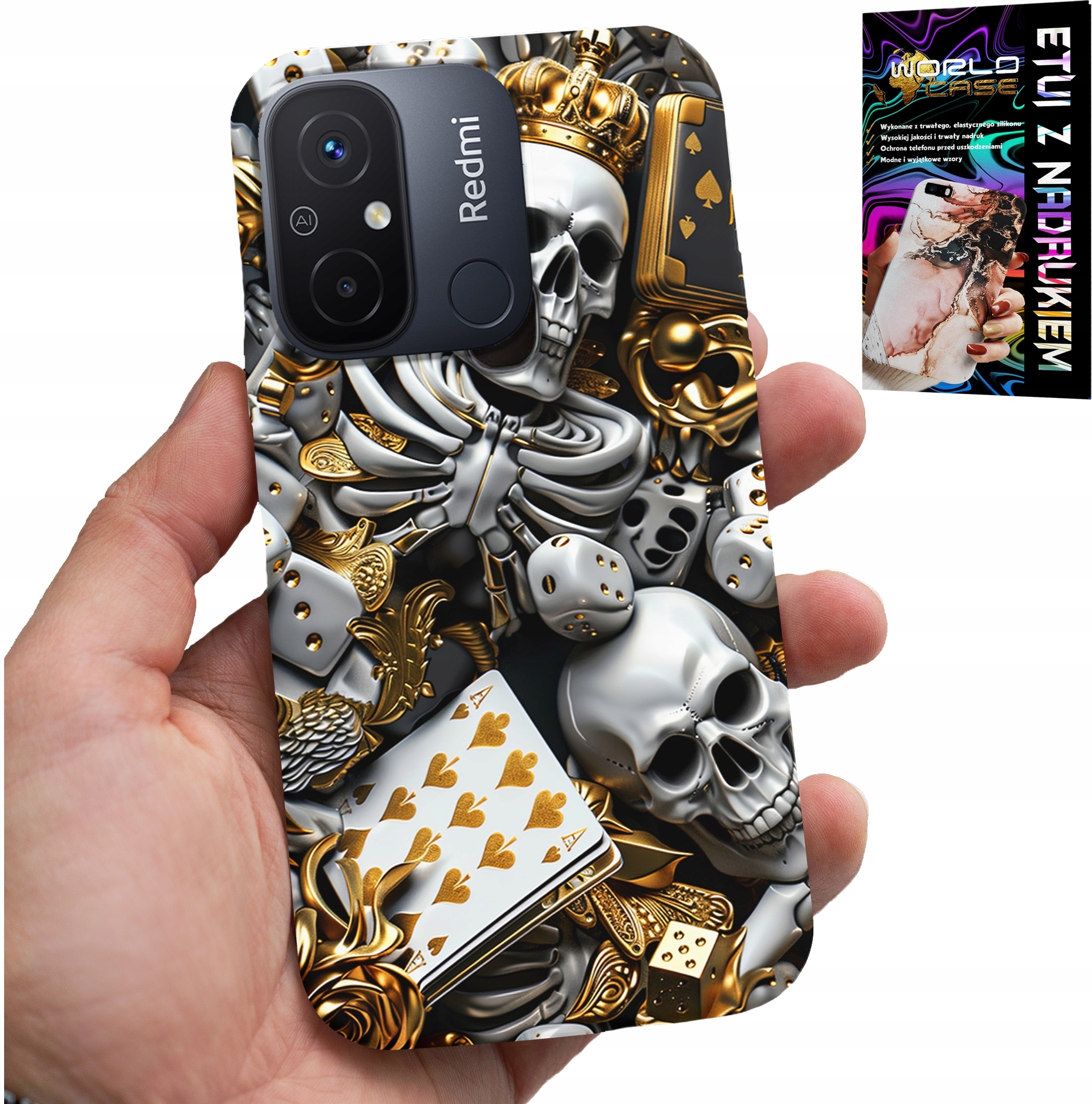 ETUI DO XIAOMI REDMI 12C - KRÓL POKER KOŚCI AS WZORY DLA MĘŻCZYZN