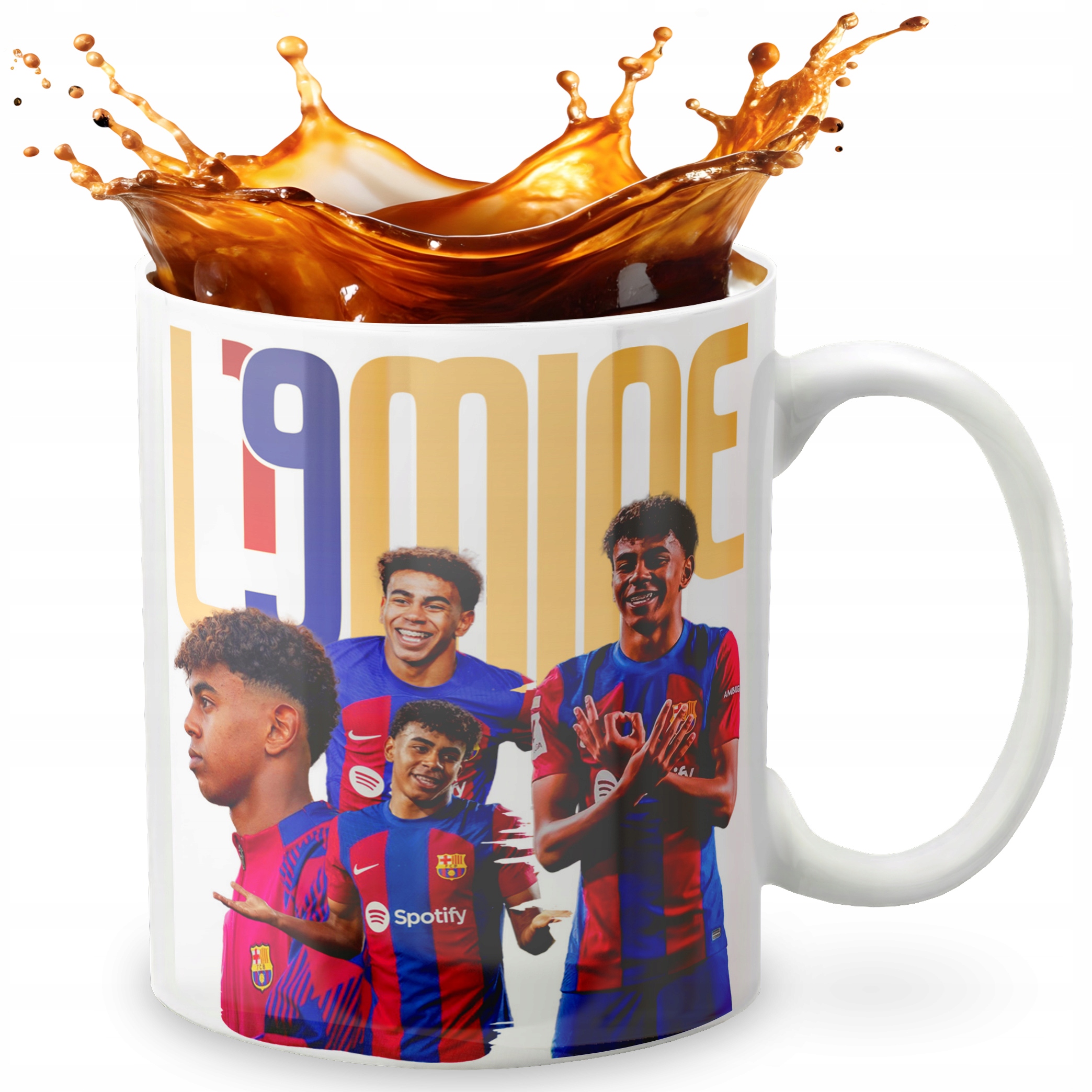 KUBEK 330ml GRAFIKA PREZENT ŚWIĘTA WZÓR - LAMINE YAMAL + IMIĘ