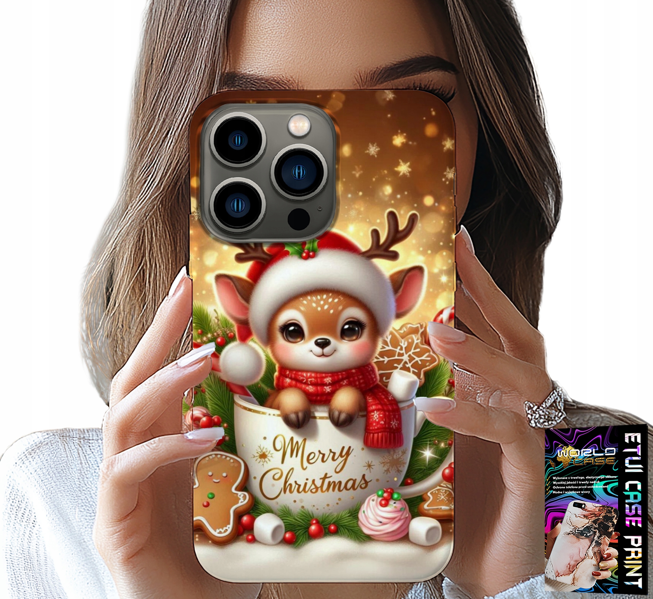 ETUI DO IPHONE 15 PRO - RENIFEREK SŁODKI RENIFER ŚWIĄTECZNE WZÓR