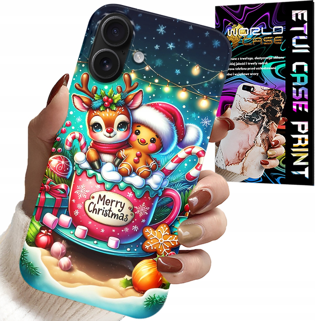 ETUI DO IPHONE 16 - RENIFER Z PIERNIKIEM MERRY CHRISTMAS